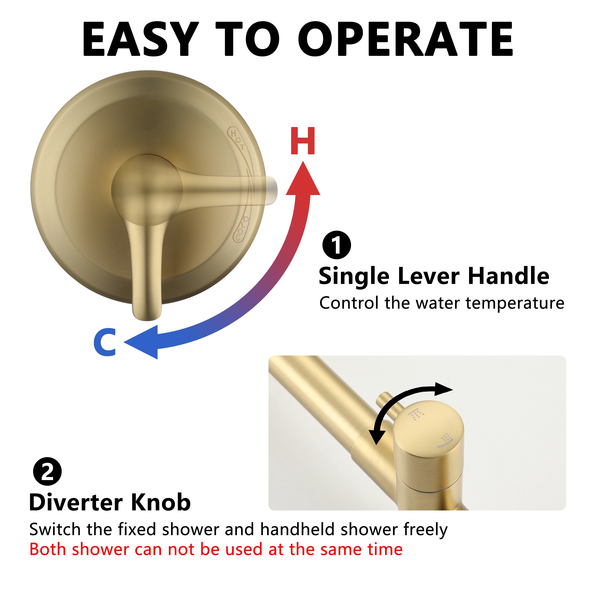 8-inch 2-Function Exposed Pipe Shower System with Shower Valve