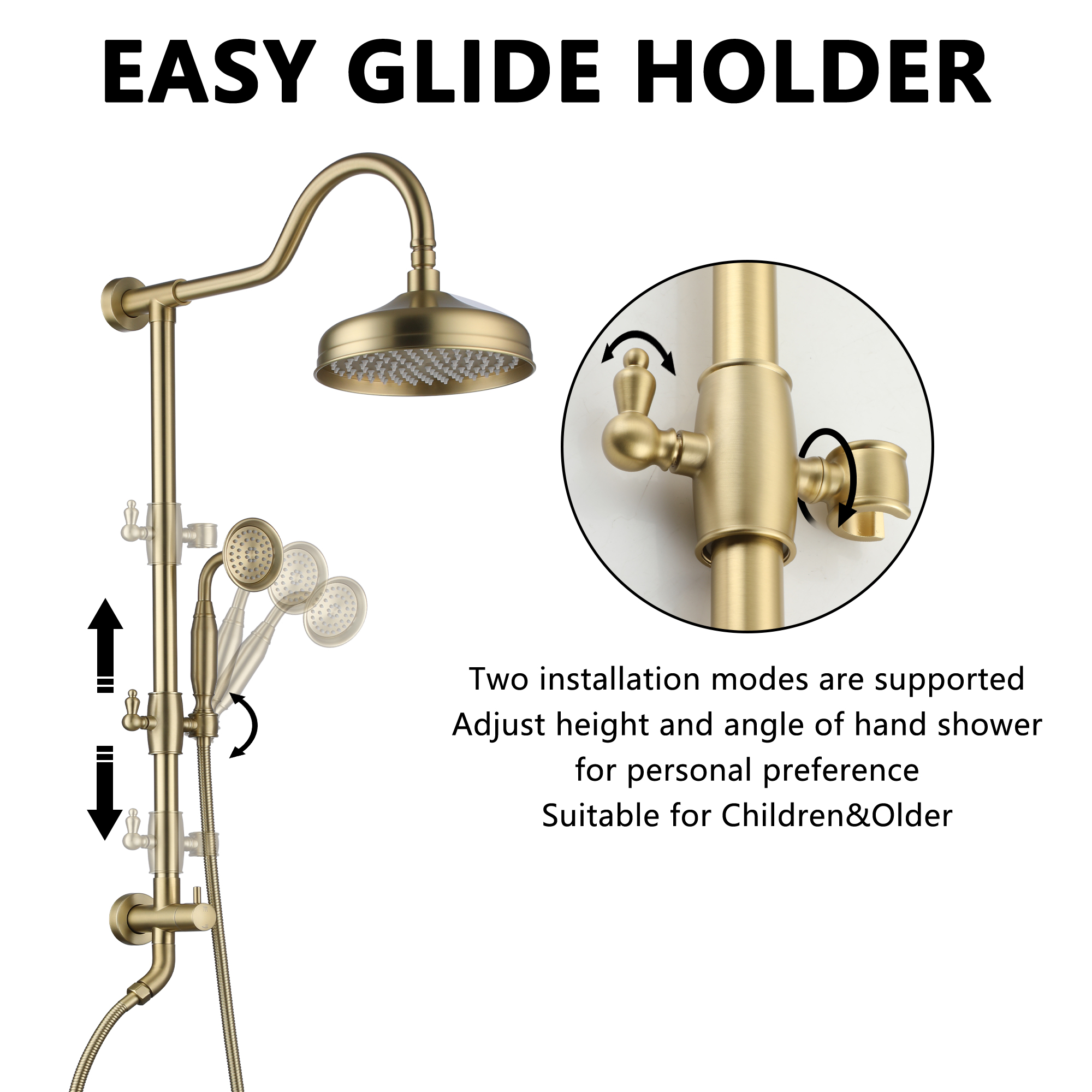 8-inch 2-Function Exposed Pipe Shower System with Shower Valve
