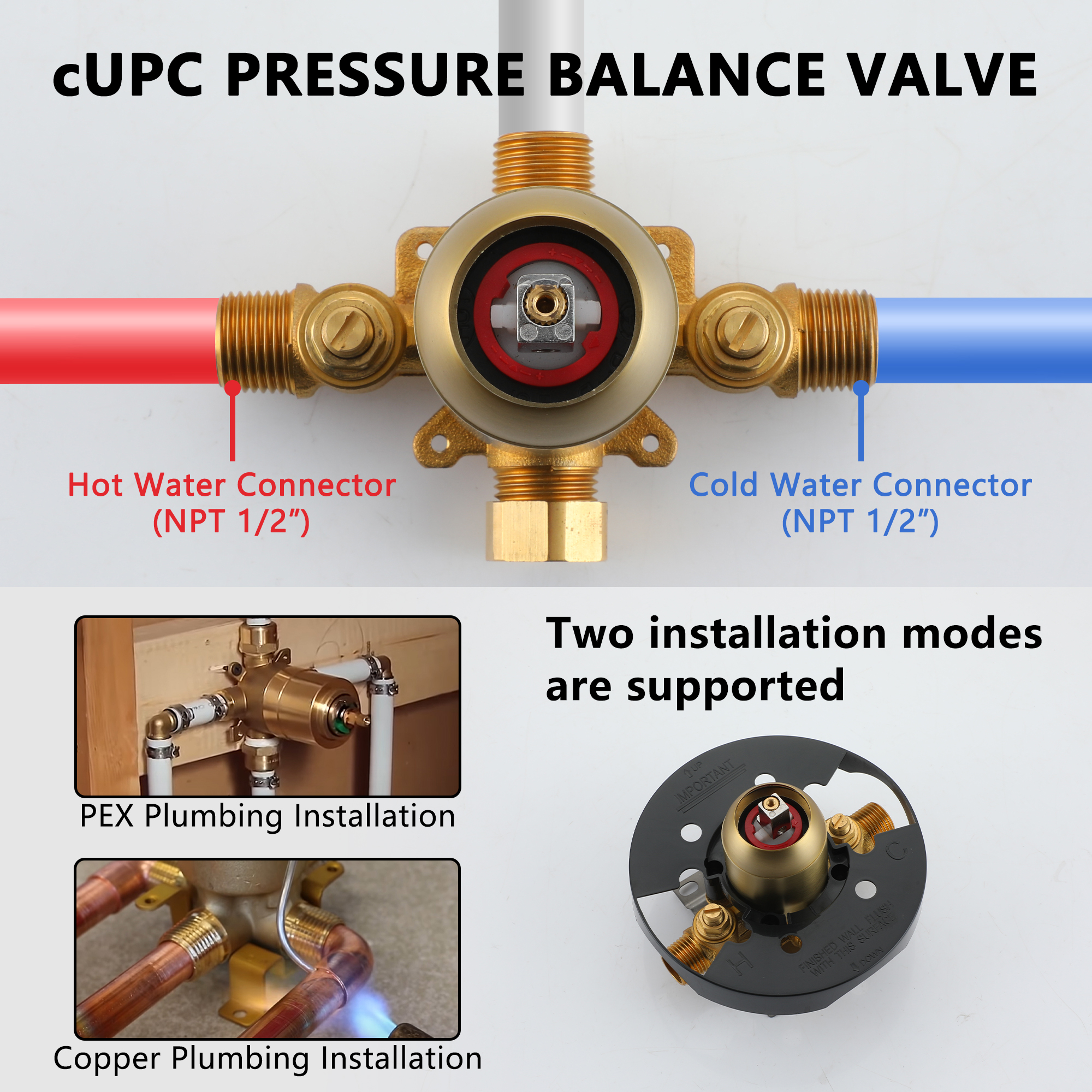 8-inch 2-Function Exposed Pipe Shower System with Shower Valve