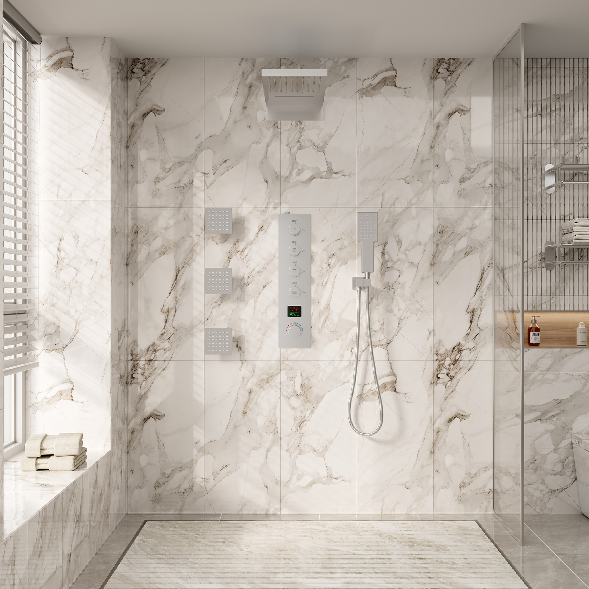 22" Luxury Thermostatic Shower System with Digital Temperature Display