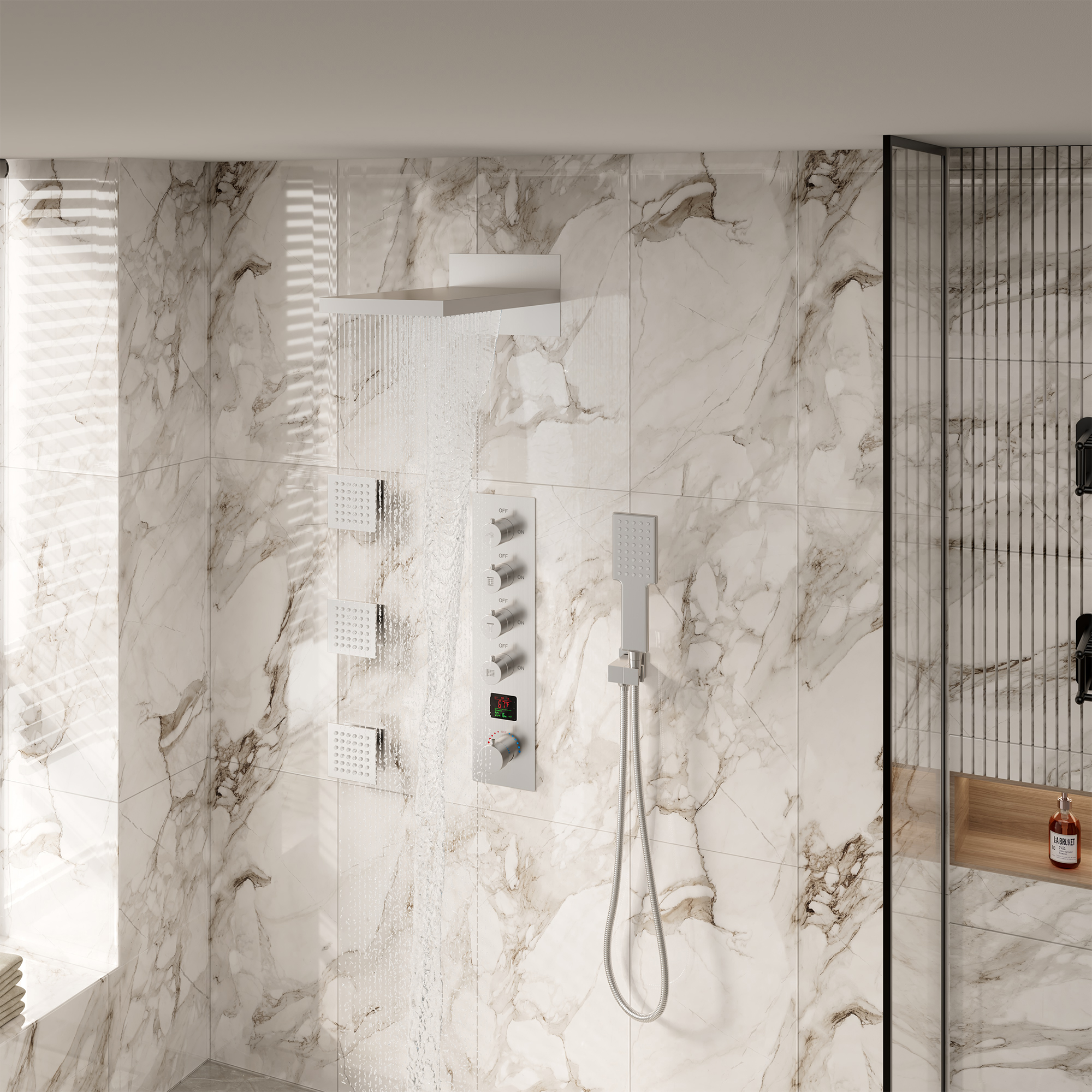 22" Luxury Thermostatic Shower System with Digital Temperature Display