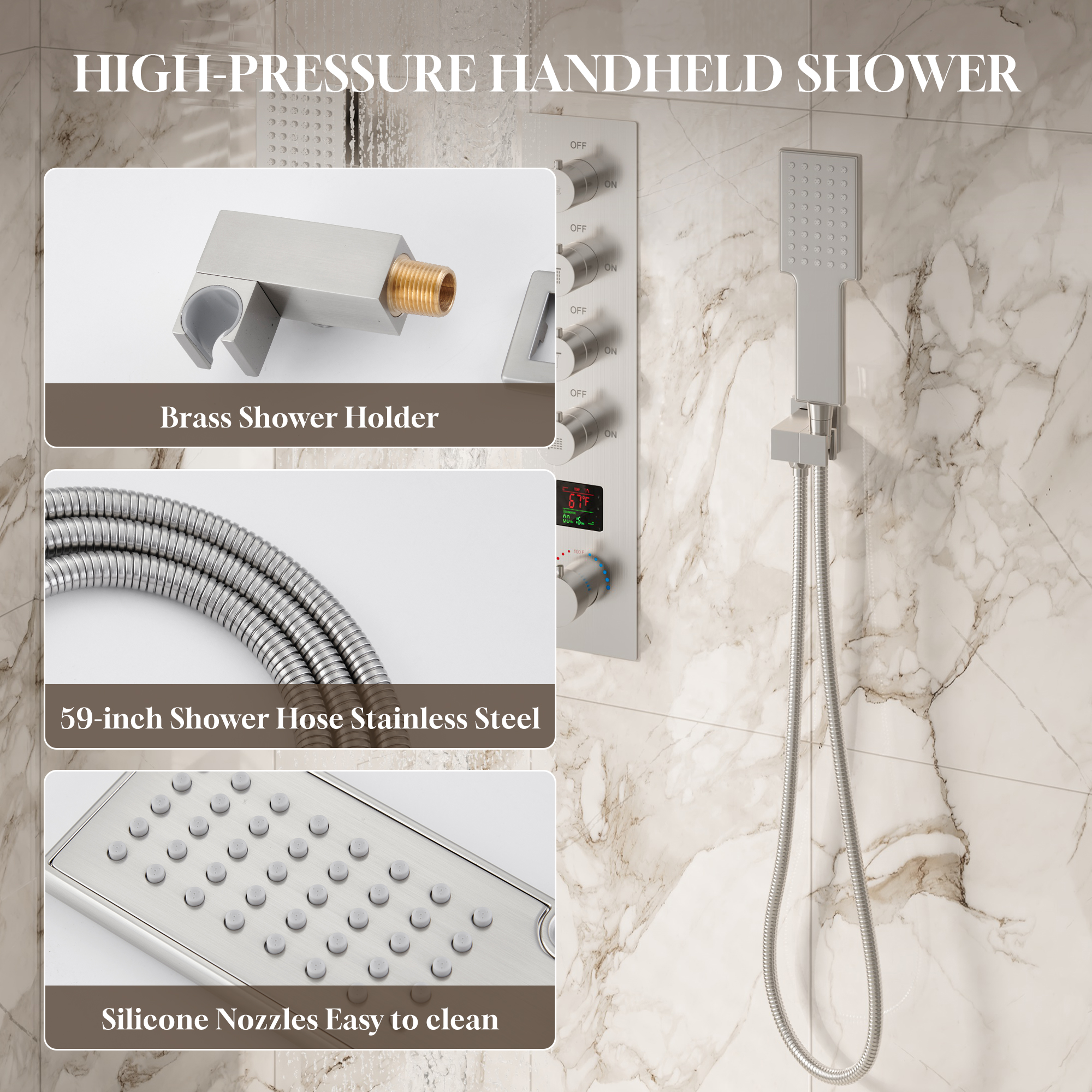 22" Luxury Thermostatic Shower System with Digital Temperature Display