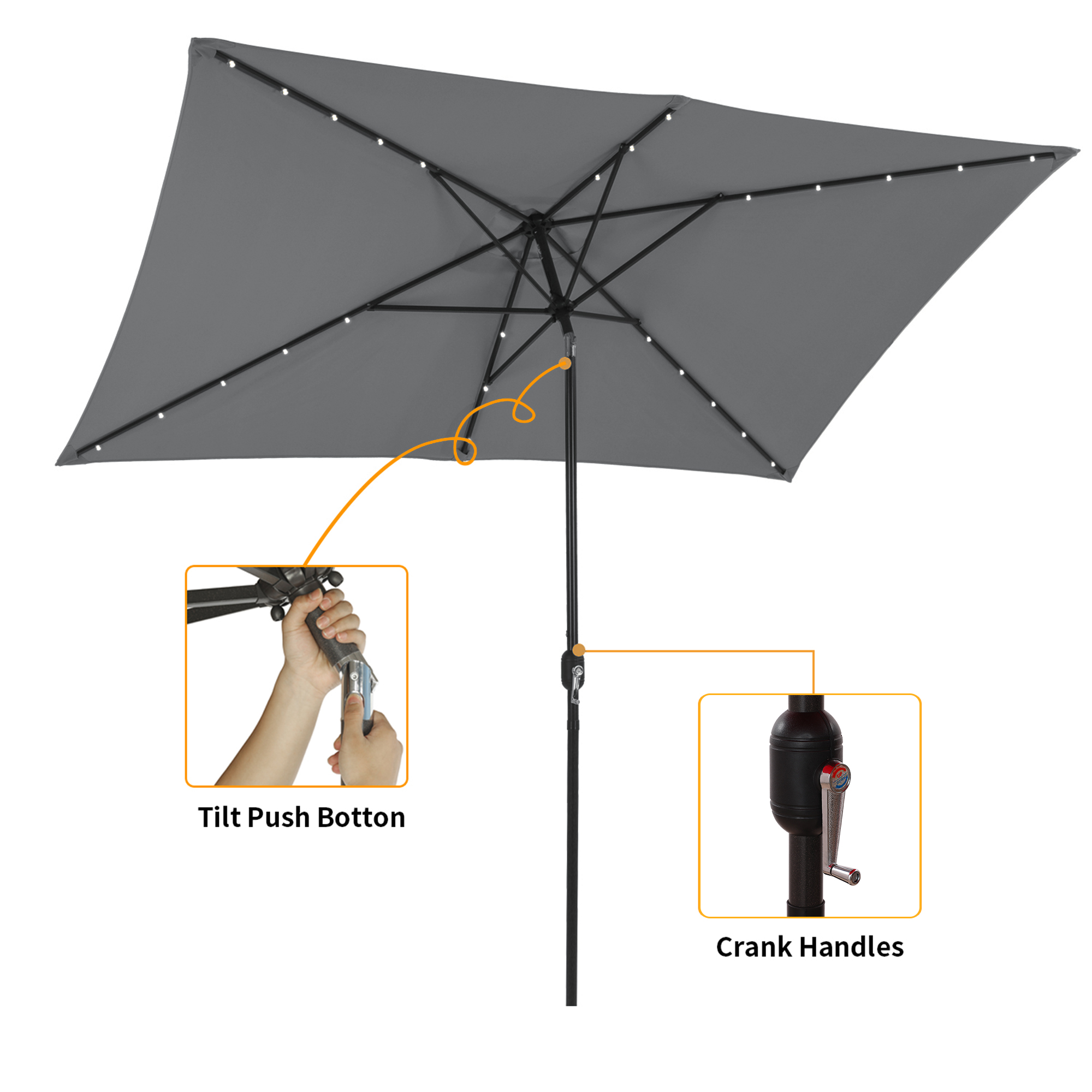 10Ft Outdoor Patio Umbrella with 26 Solar-Powered LED Lights