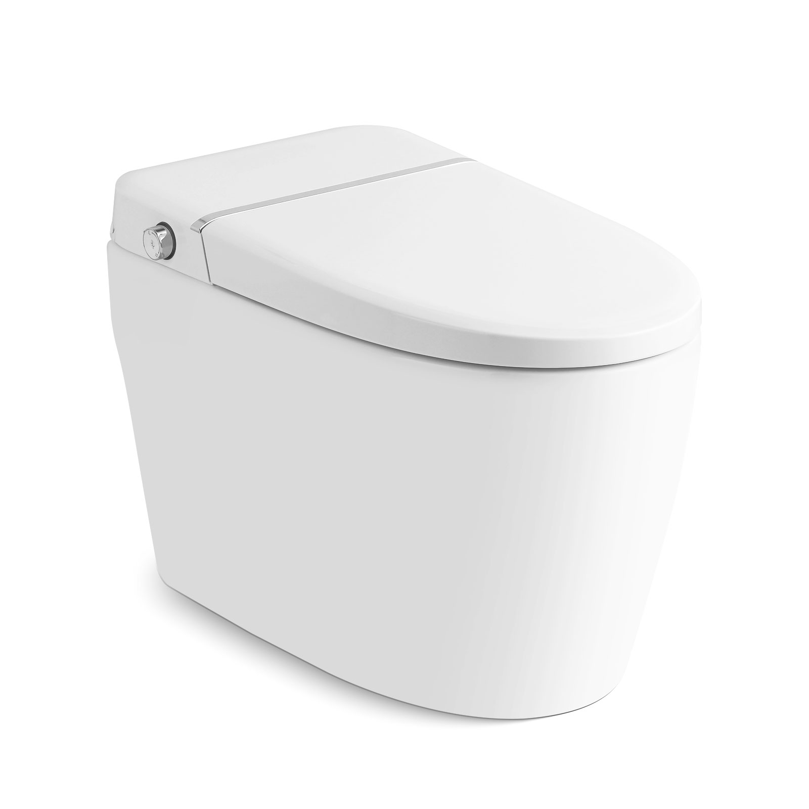 White Tankless Smart Toilet with Adjustable Sprayer and Self-Cleaning