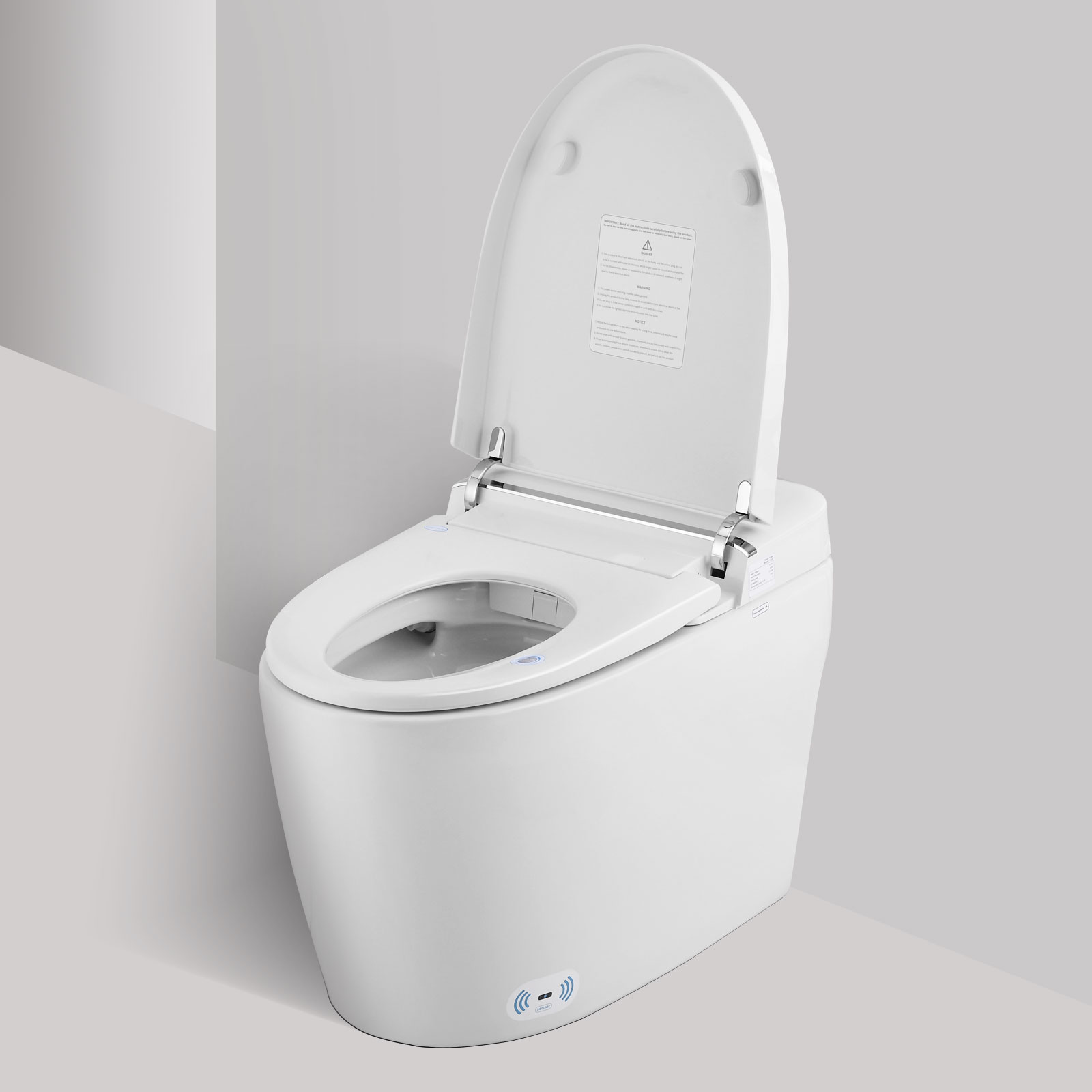 White Tankless Smart Toilet with Adjustable Sprayer and Self-Cleaning