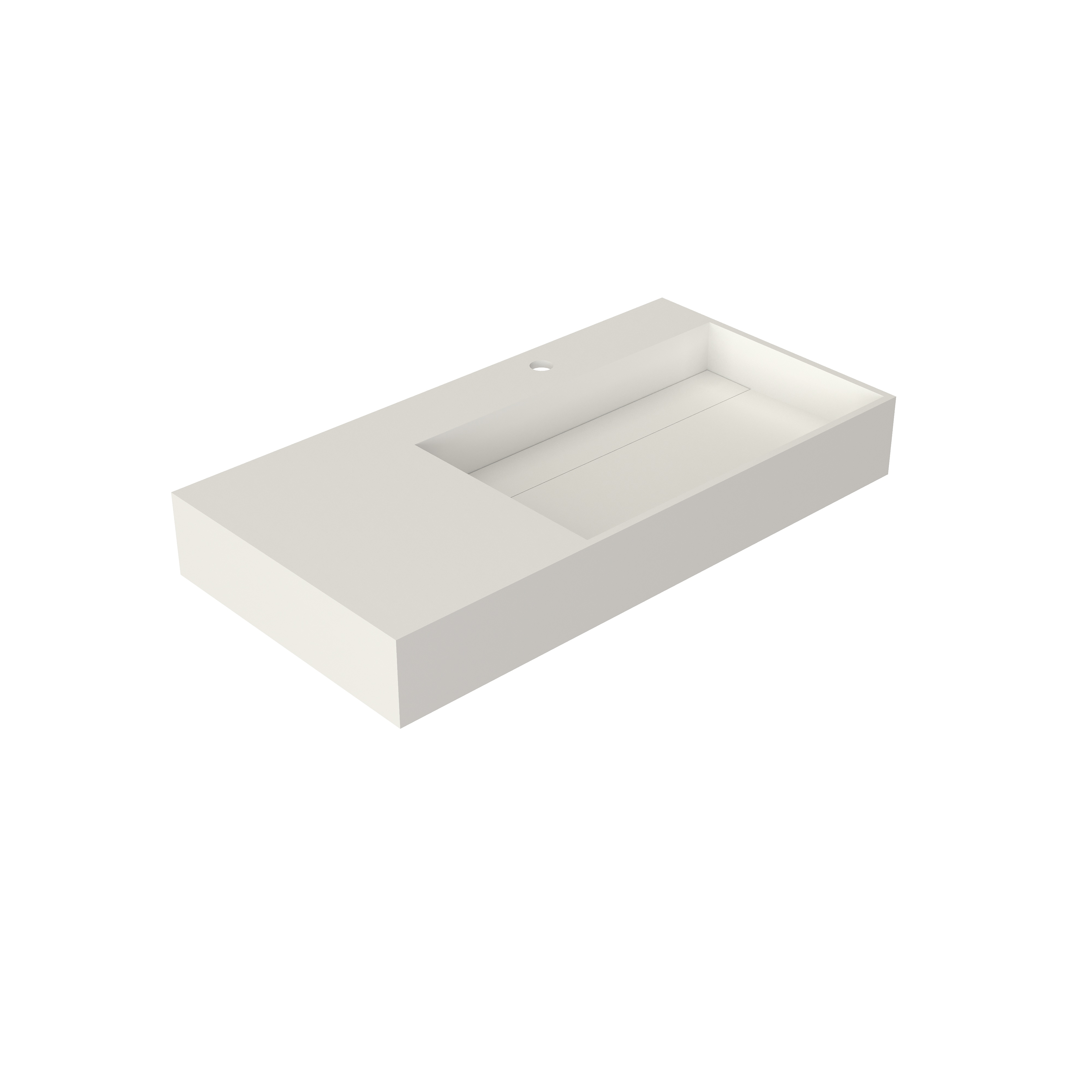 36 in. Wall-Mounted Solid Surface Bathroom Sink with Single Faucet Hole