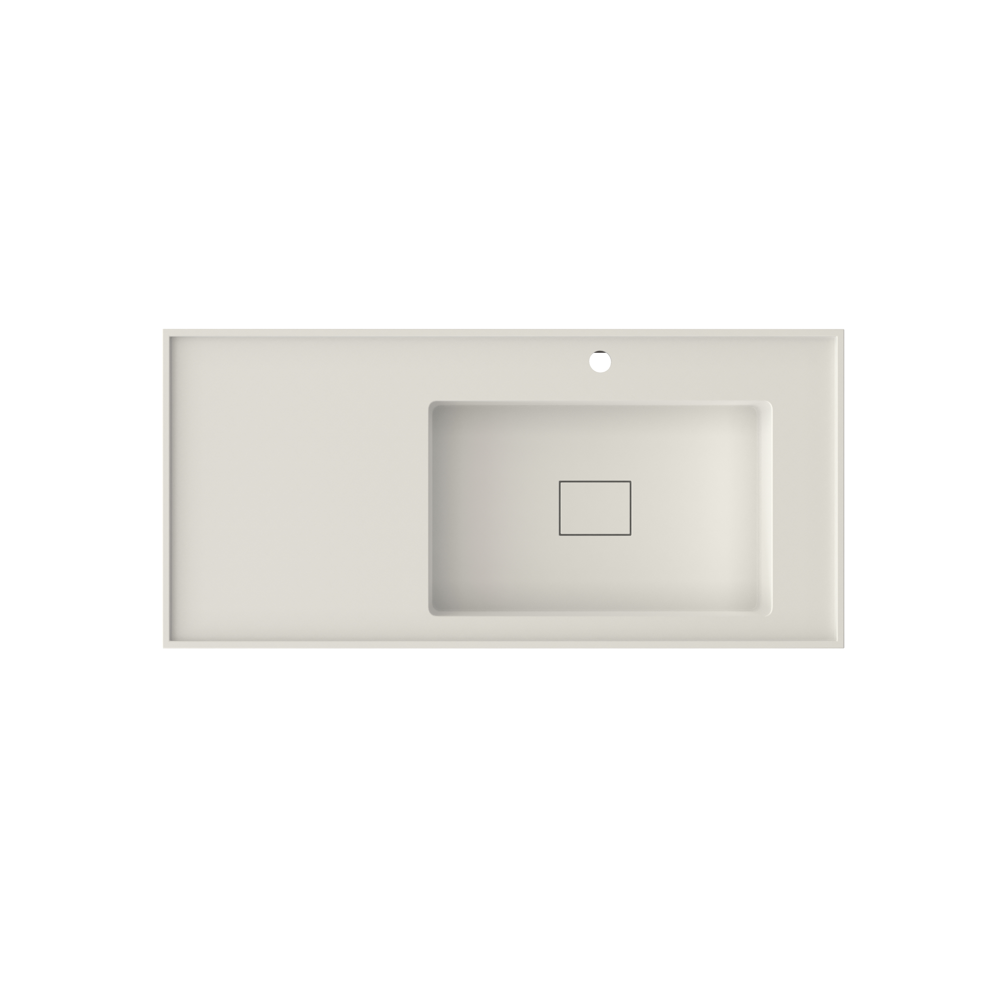 40-inch Solid Surface Wall-Mounted Bathroom Sink with Right Basin & Shelf