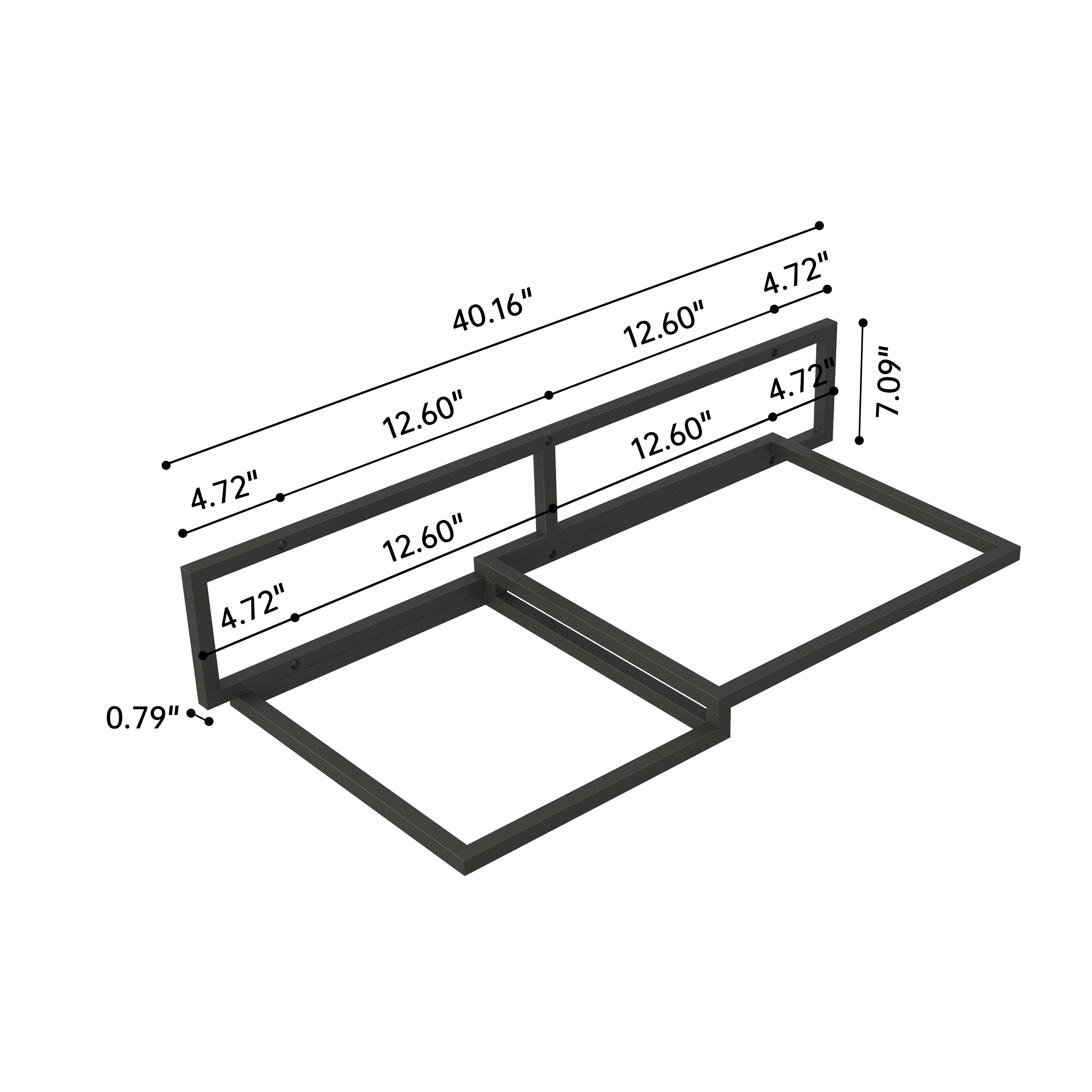 40-inch Solid Surface Wall-Mounted Bathroom Sink with Right Basin & Shelf