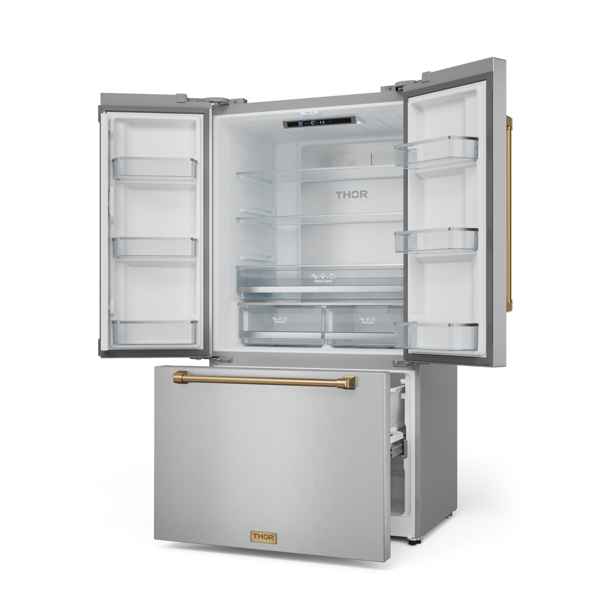 36 Inch 20.3 cu ft French Door Counter Depth Refrigerator with Ice Maker in Stainless Steel