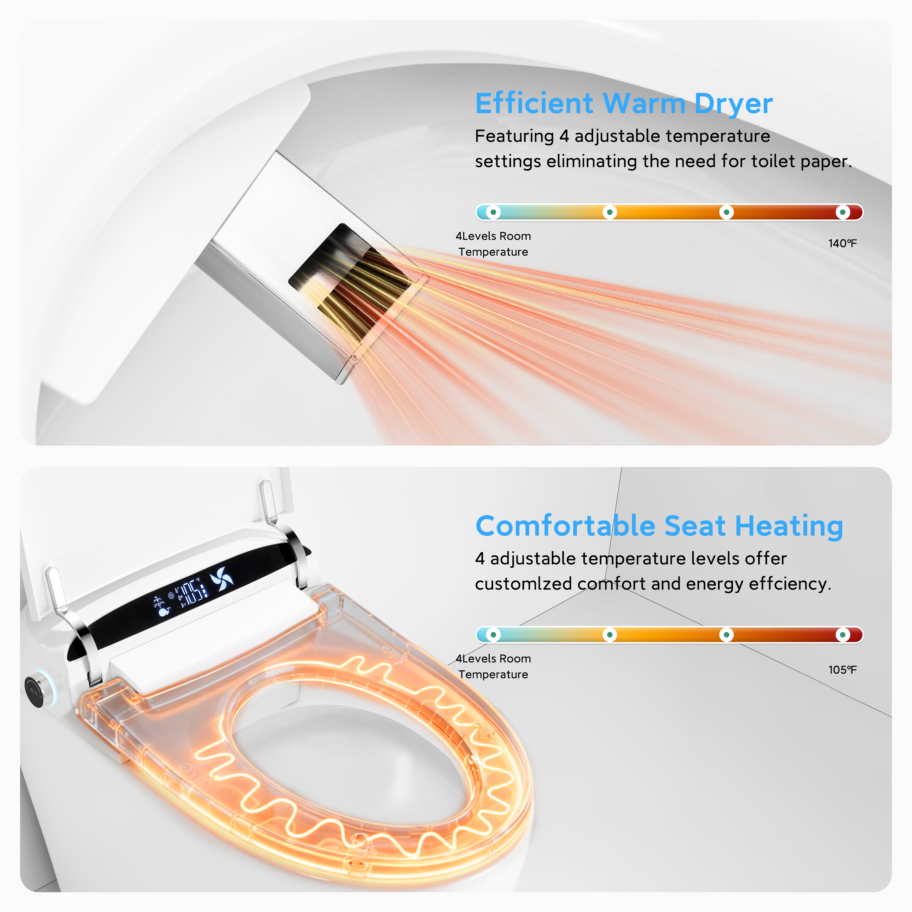 Luxury High-Performance Smart Toilet with Heated Seat & Hands-Free Operation