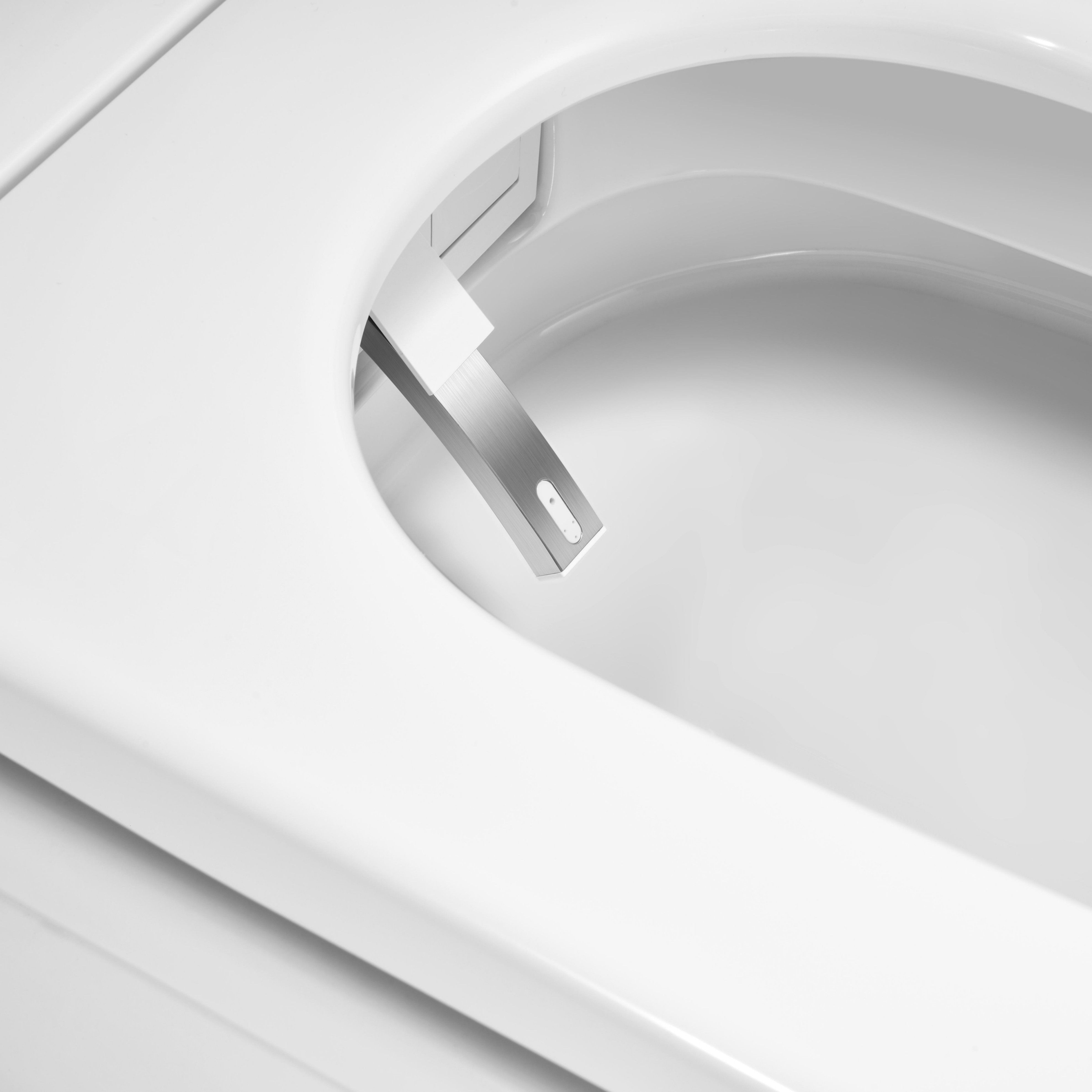 White Elongated Smart Bidet Toilet with UV Sterilization and Remote Control