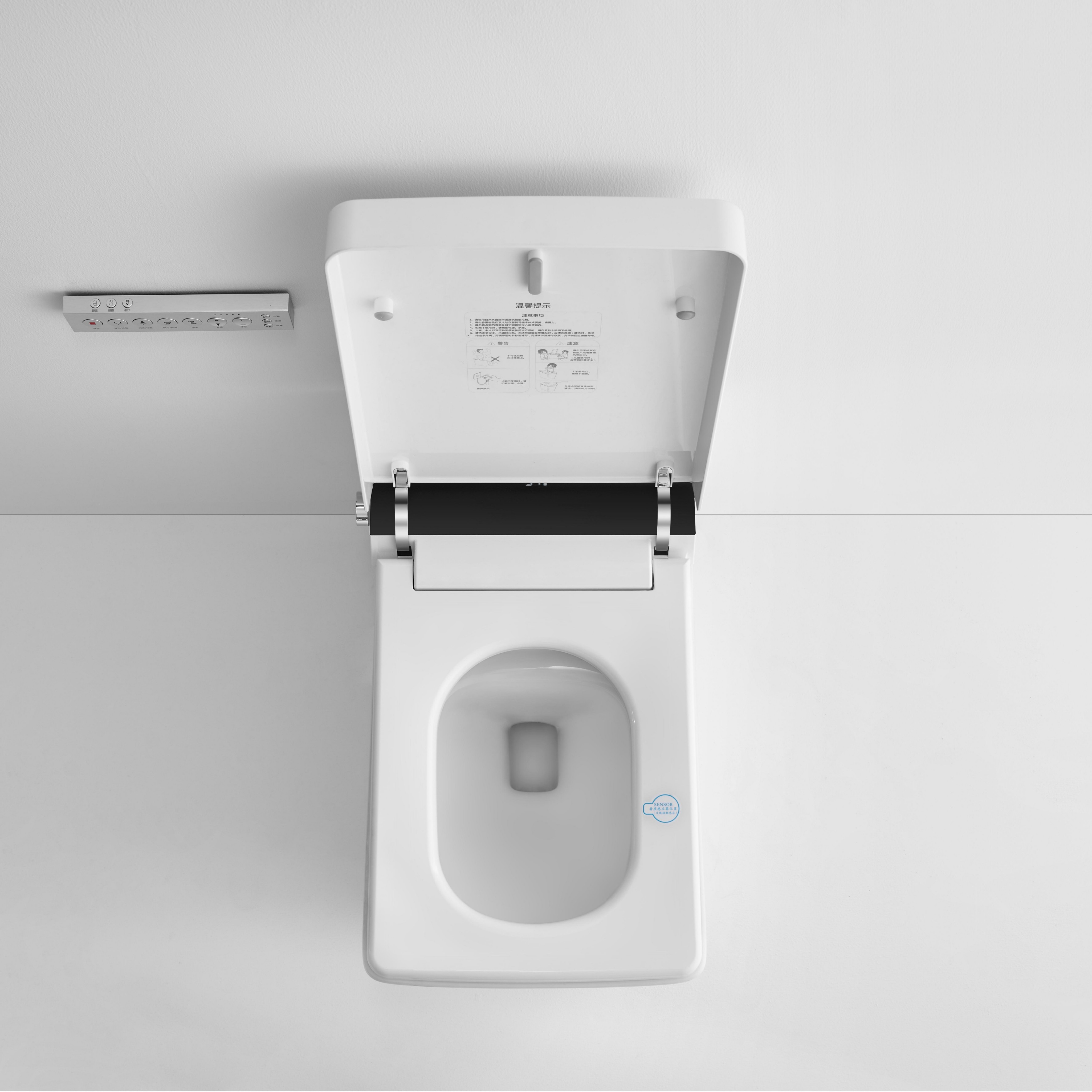 White Elongated Smart Bidet Toilet with UV Sterilization and Remote Control