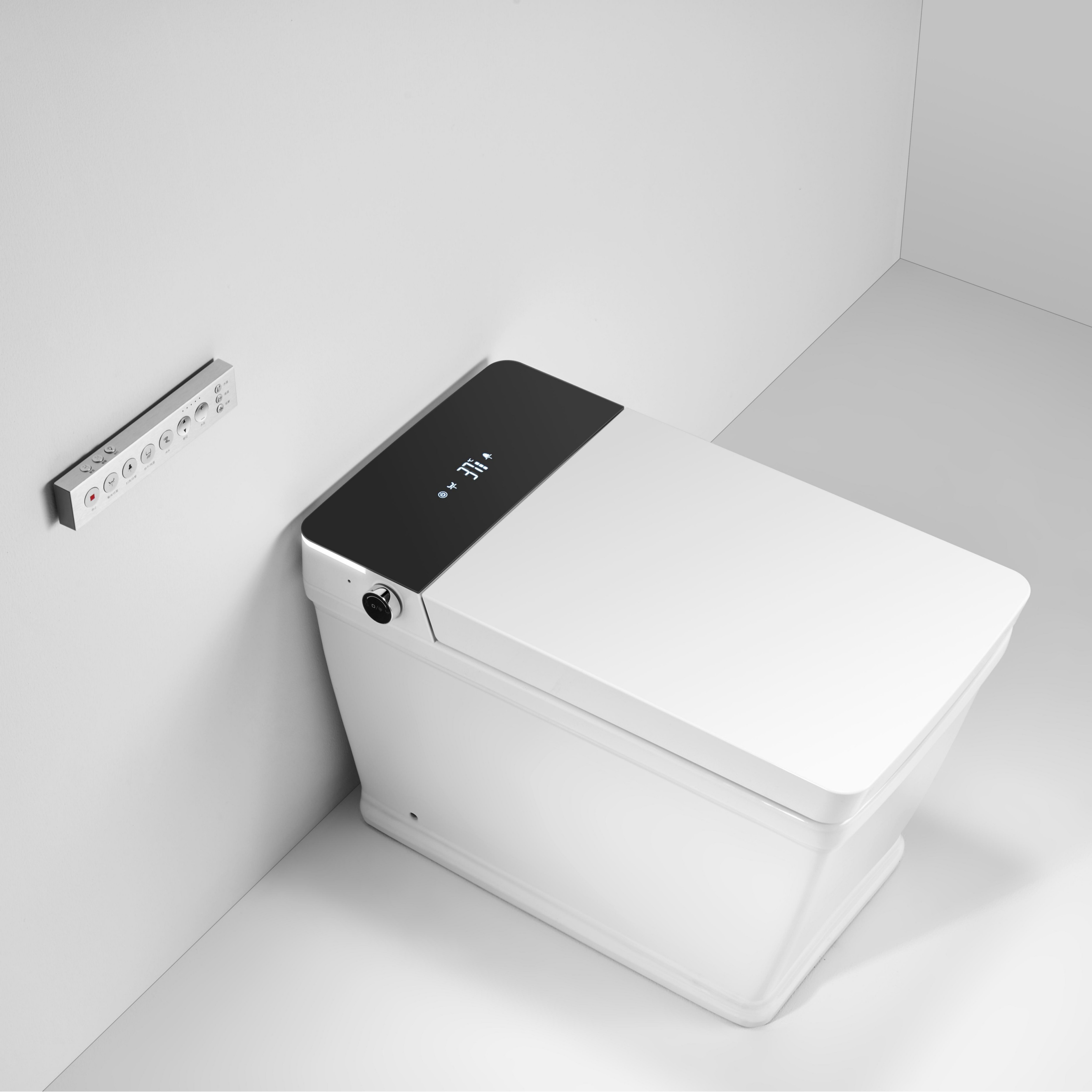 White Elongated Smart Bidet Toilet with UV Sterilization and Remote Control