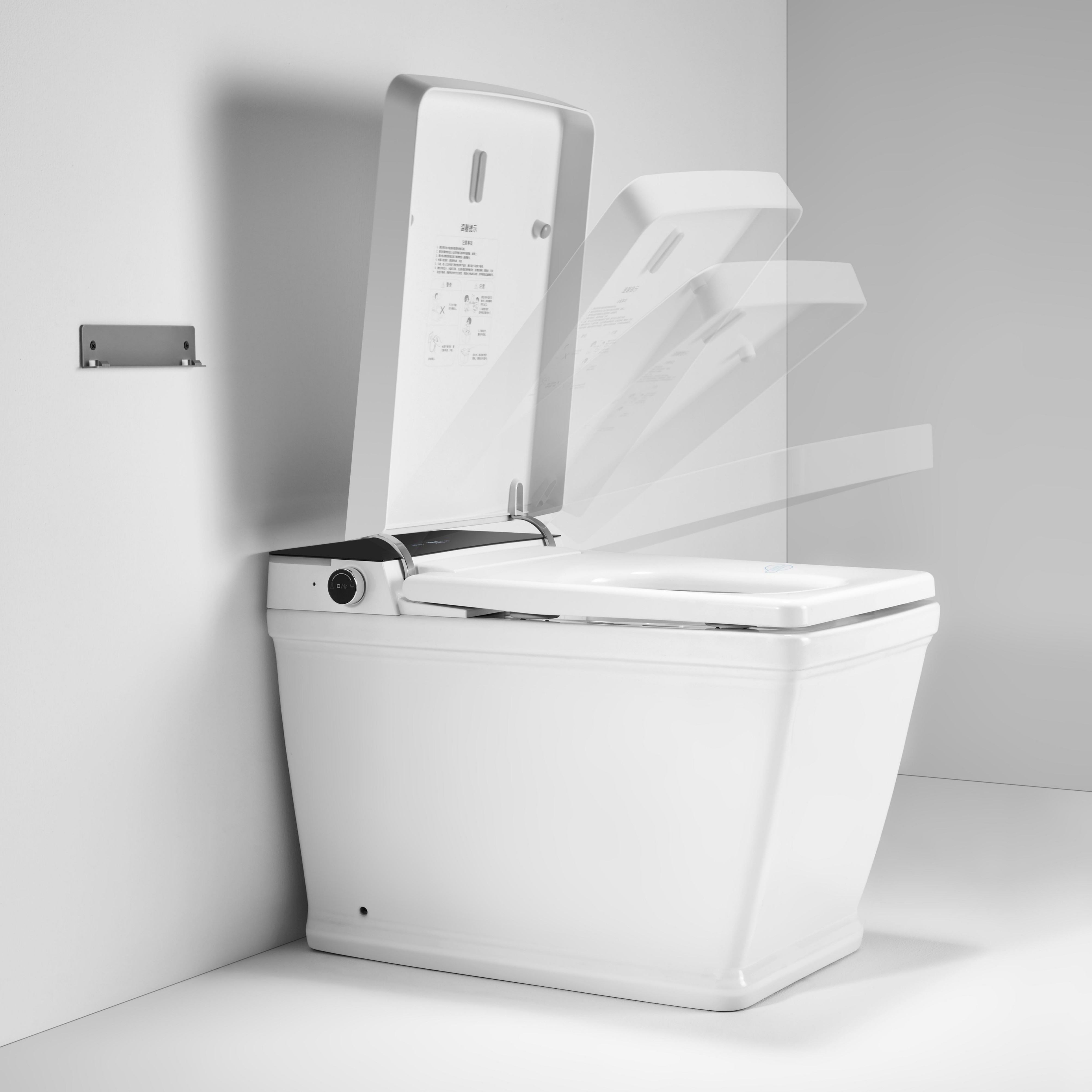 White Elongated Smart Bidet Toilet with UV Sterilization and Remote Control