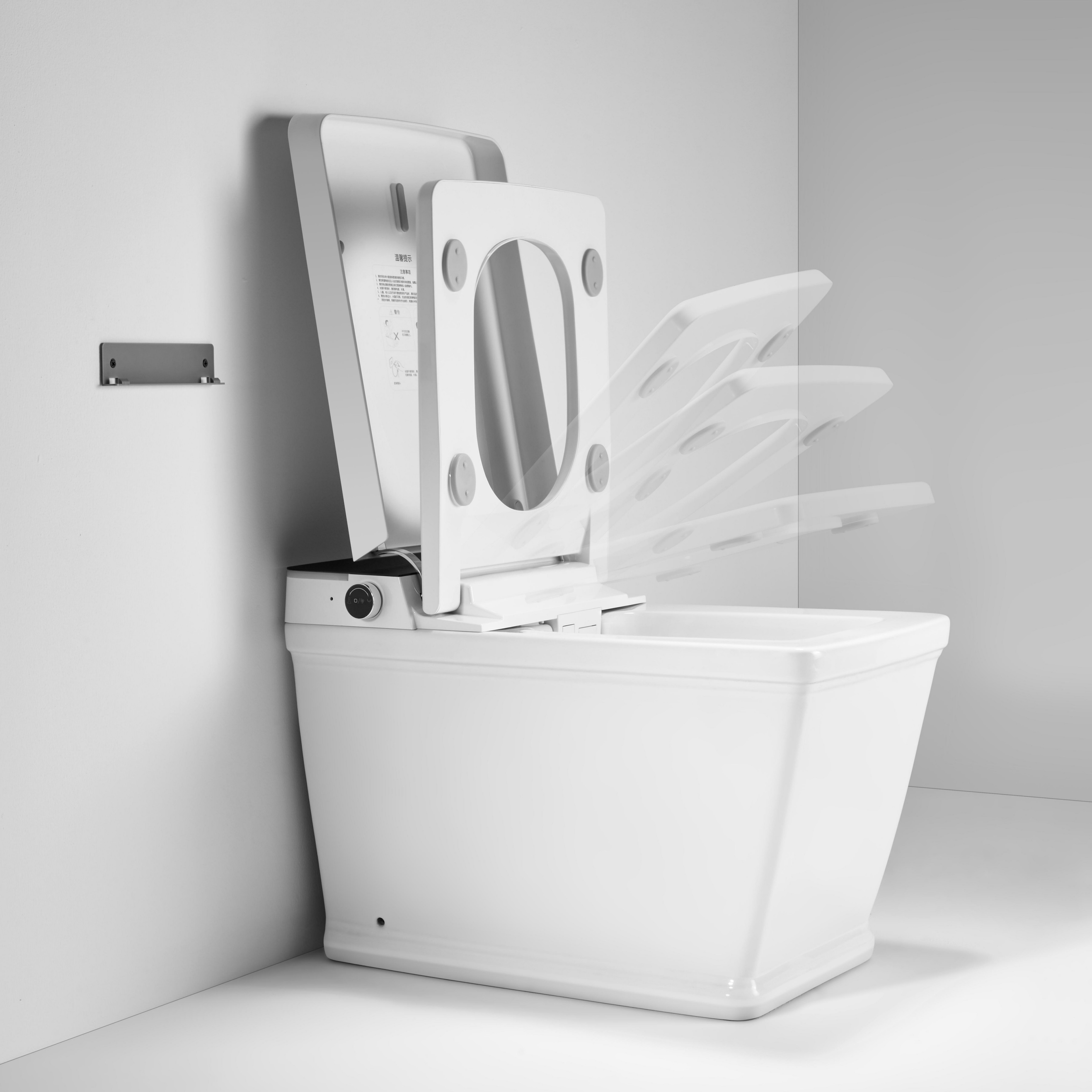 White Elongated Smart Bidet Toilet with UV Sterilization and Remote Control