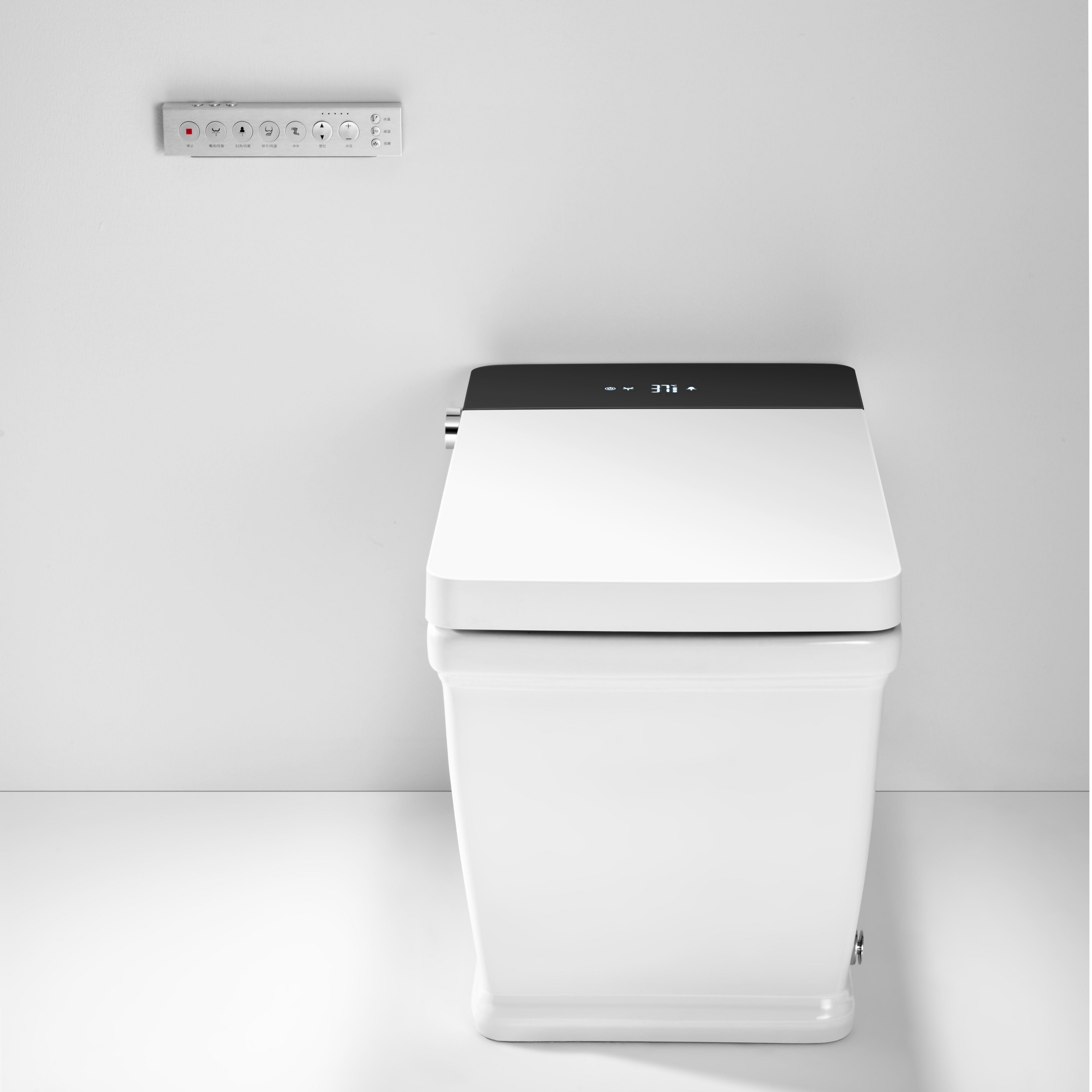 White Elongated Smart Bidet Toilet with UV Sterilization and Remote Control