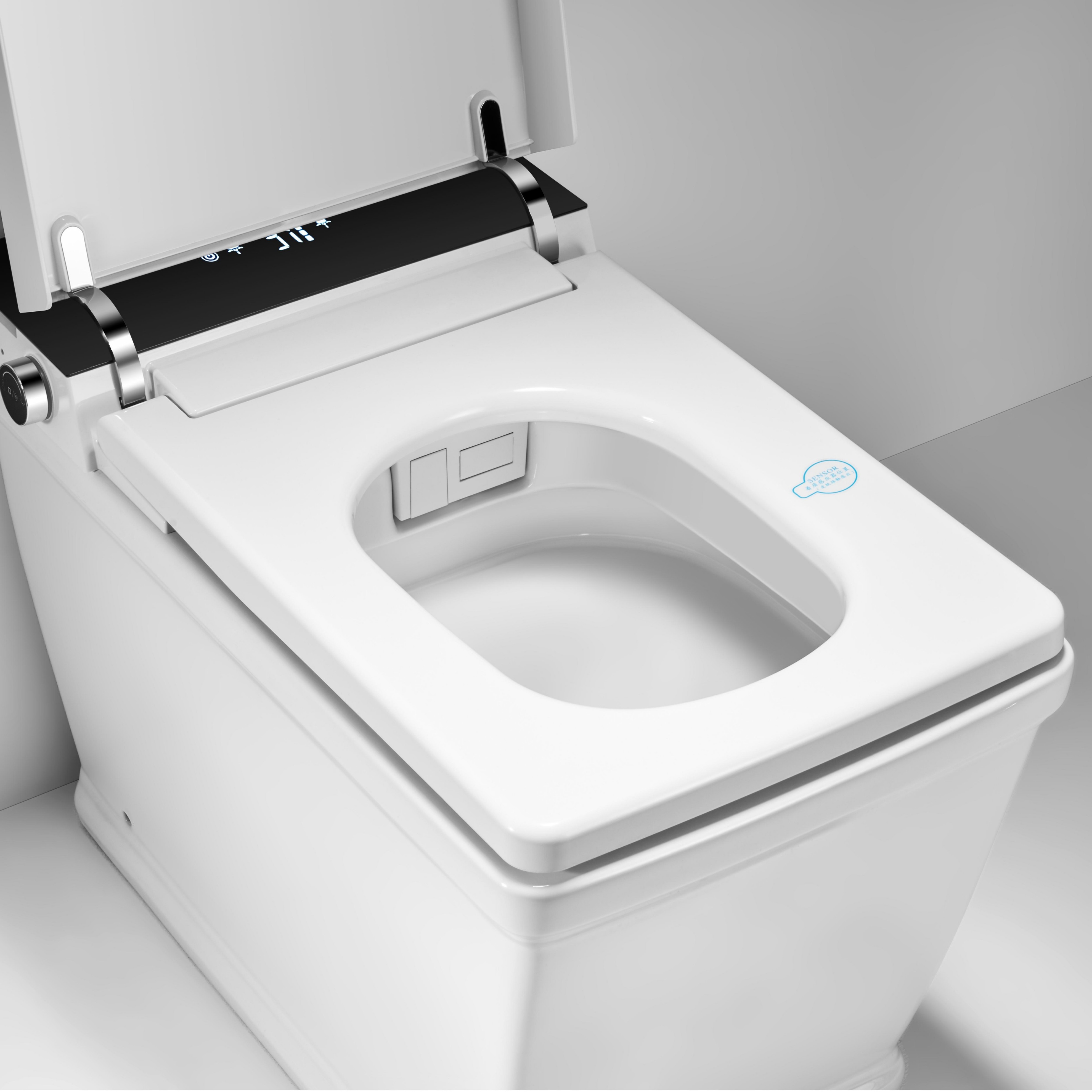 White Elongated Smart Bidet Toilet with UV Sterilization and Remote Control