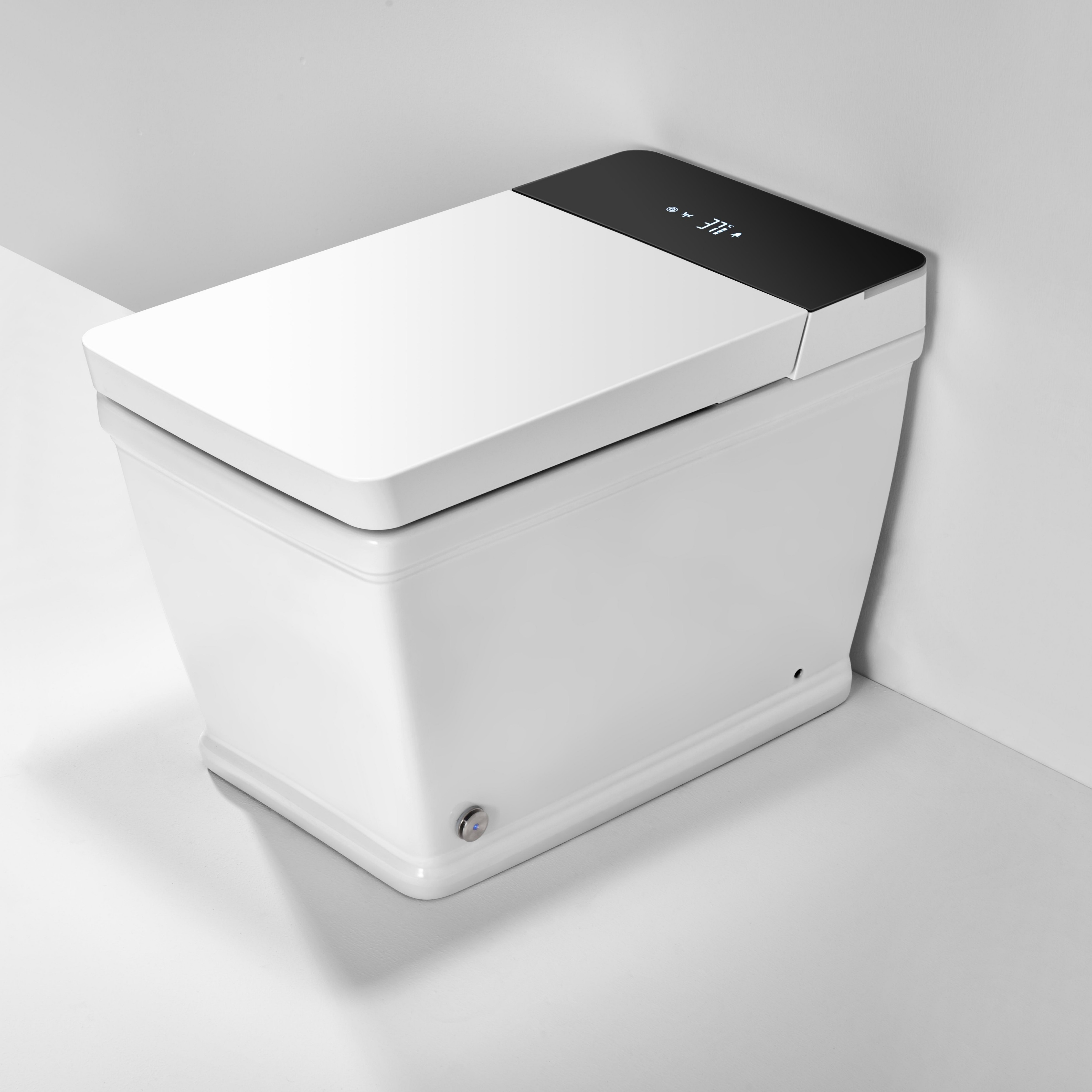 White Elongated Smart Bidet Toilet with UV Sterilization and Remote Control