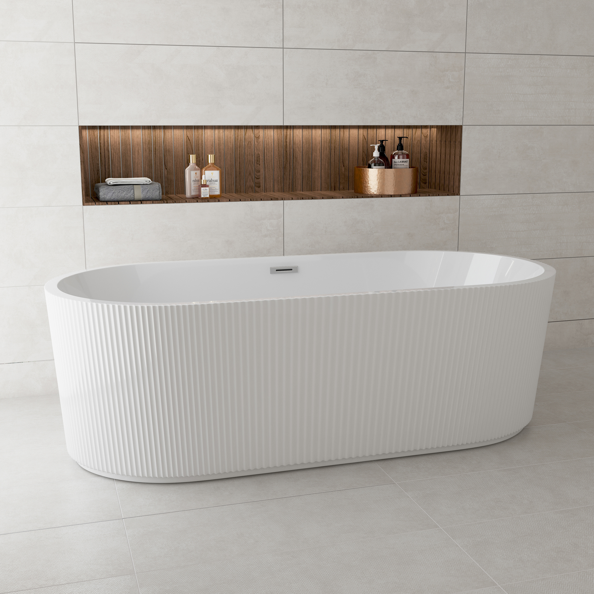 59"/67" Linear Acrylic Stand Alone Soaker Tub with cUPC Certified, Glossy White