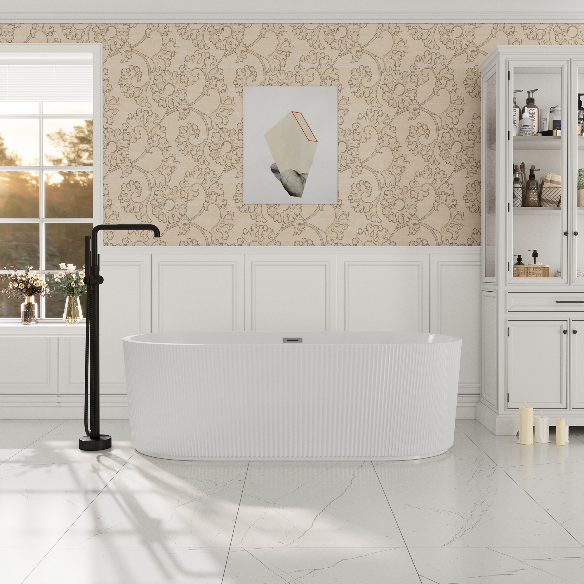 59"/67" Linear Acrylic Stand Alone Soaker Tub with cUPC Certified, Glossy White