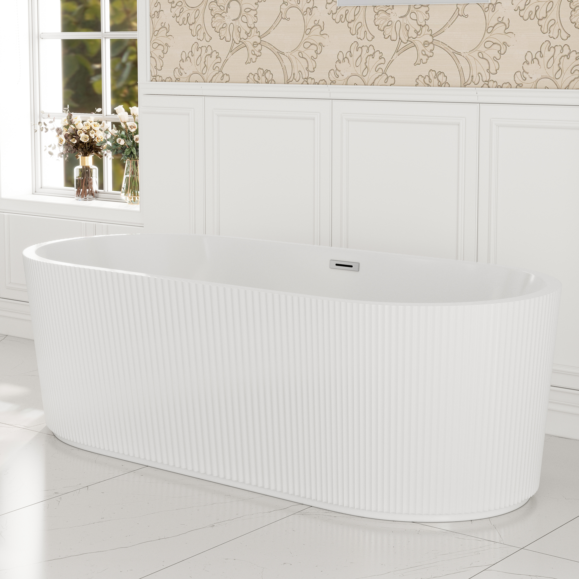 59"/67" Linear Acrylic Stand Alone Soaker Tub with cUPC Certified, Glossy White