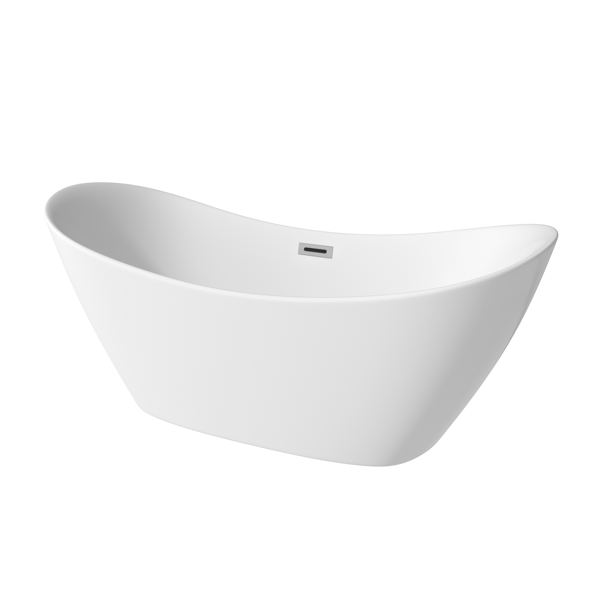 67" Acrylic Freestanding Twin Slipper Bathtub with Overflow and Pop-up Drain