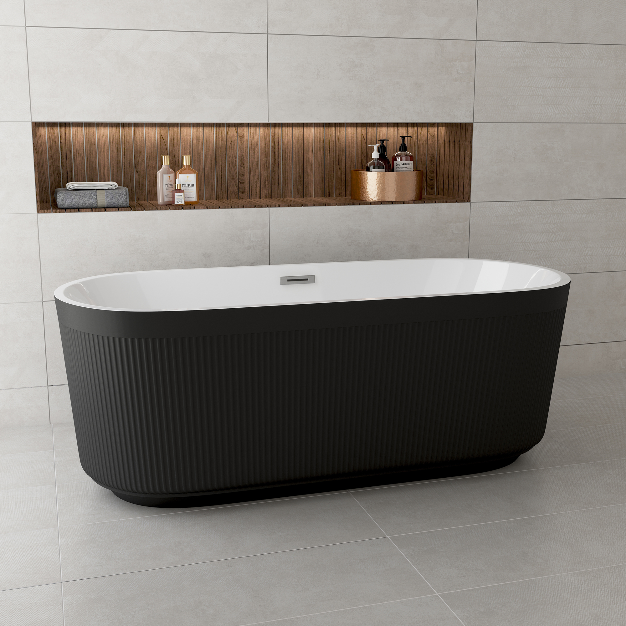 59"/67" Acrylic Freestanding Bathtub with Unique Pleated Design