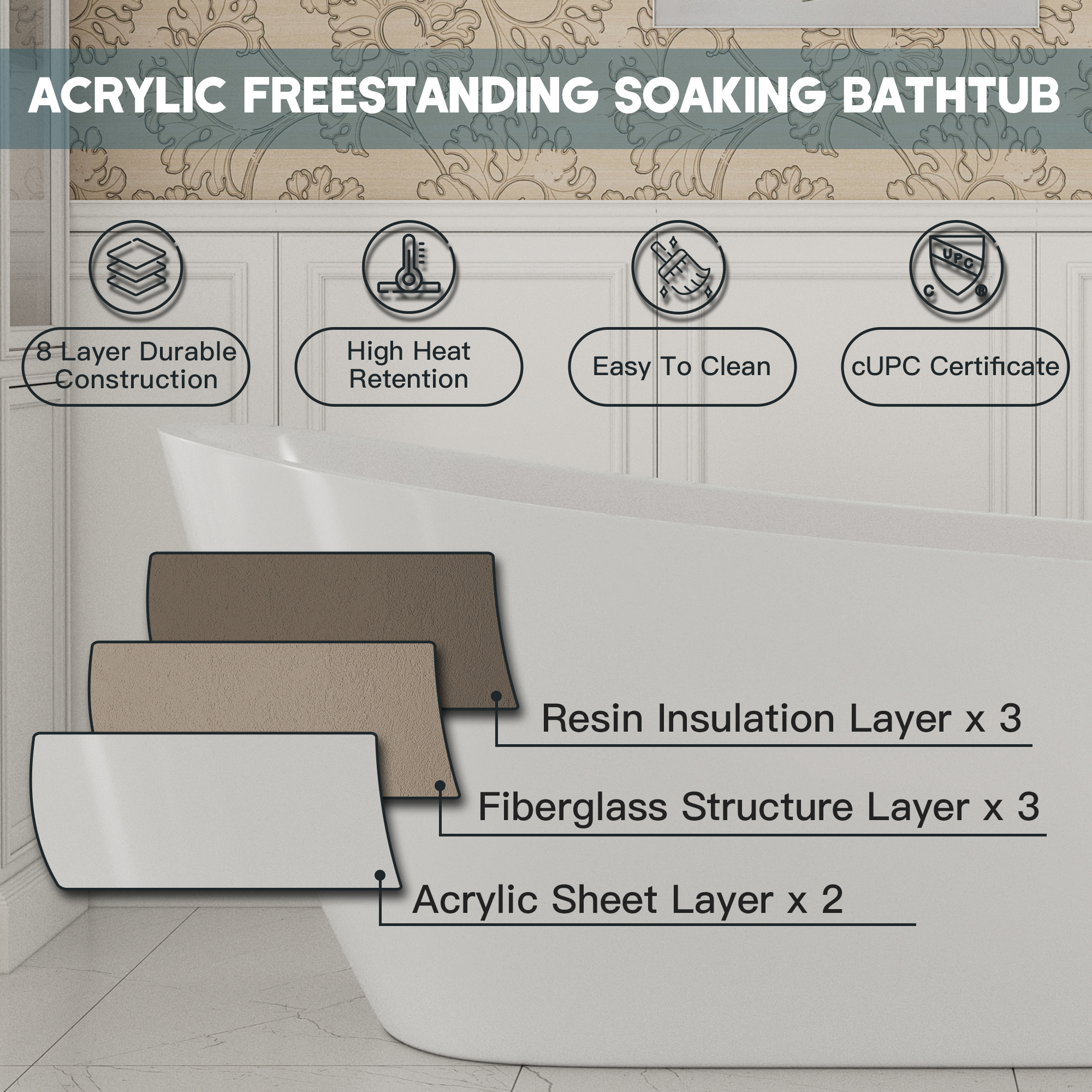 67" Special-Shaped Acrylic Freestanding Slipper Bathtub in Gloss White with Overflow and Drain