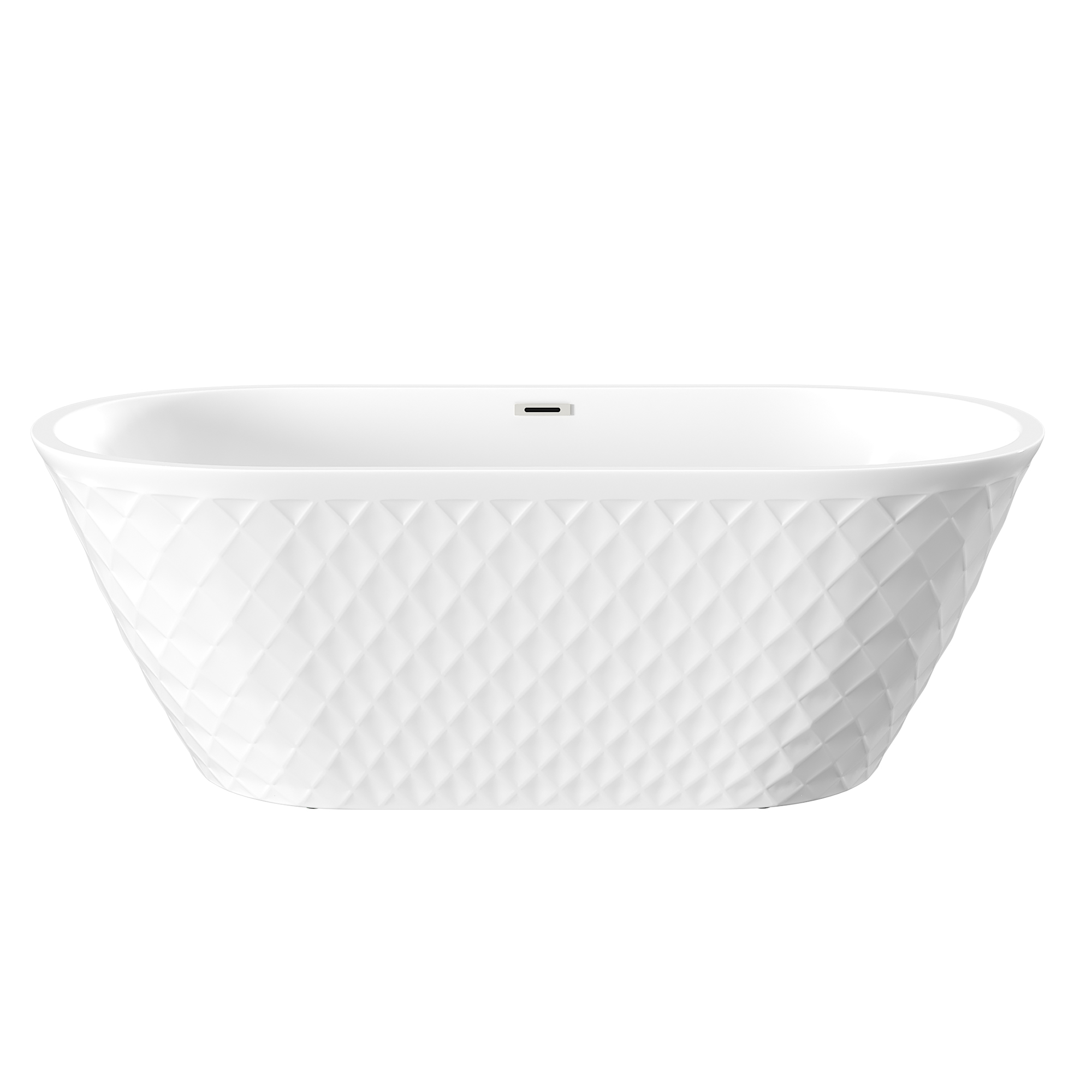 67" Acrylic Freestanding Bathtub with Unique Diamond Pattern Design