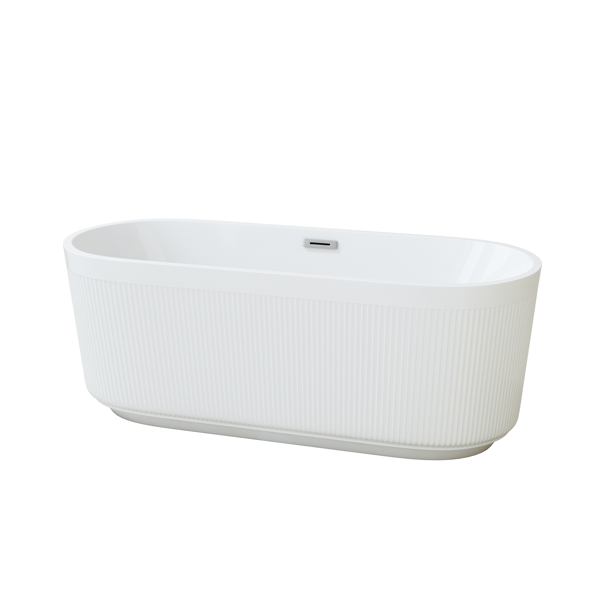 59"/69" Oval Acrylic Freestanding Bathtub with Unique Pleated Design