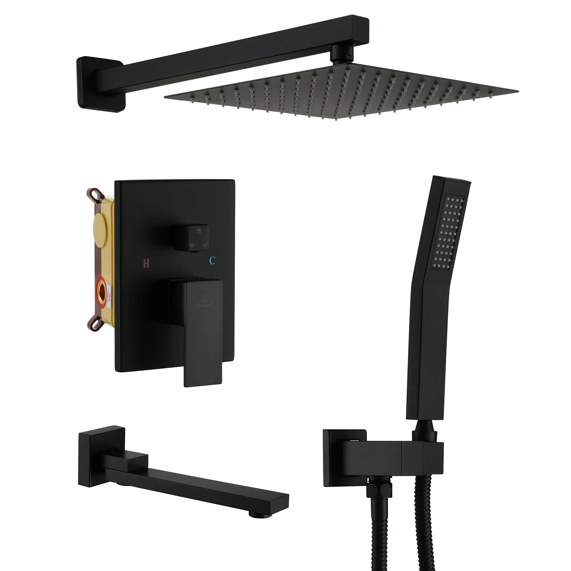 10 in. Wall Mount Rainfall Dual Shower Head System with Tub Shower Faucet