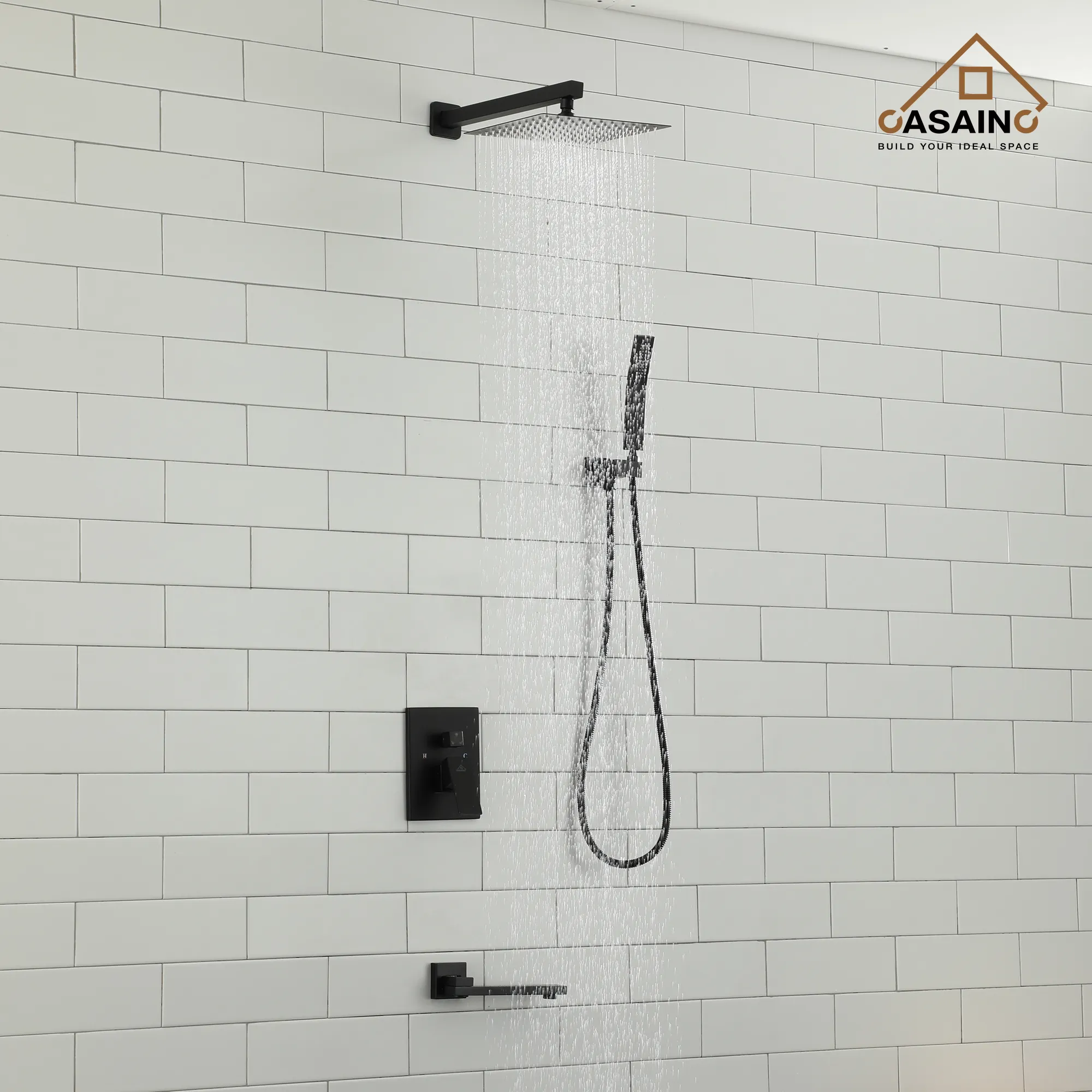 10 in. Wall Mount Rainfall Dual Shower Head System with Tub Shower Faucet
