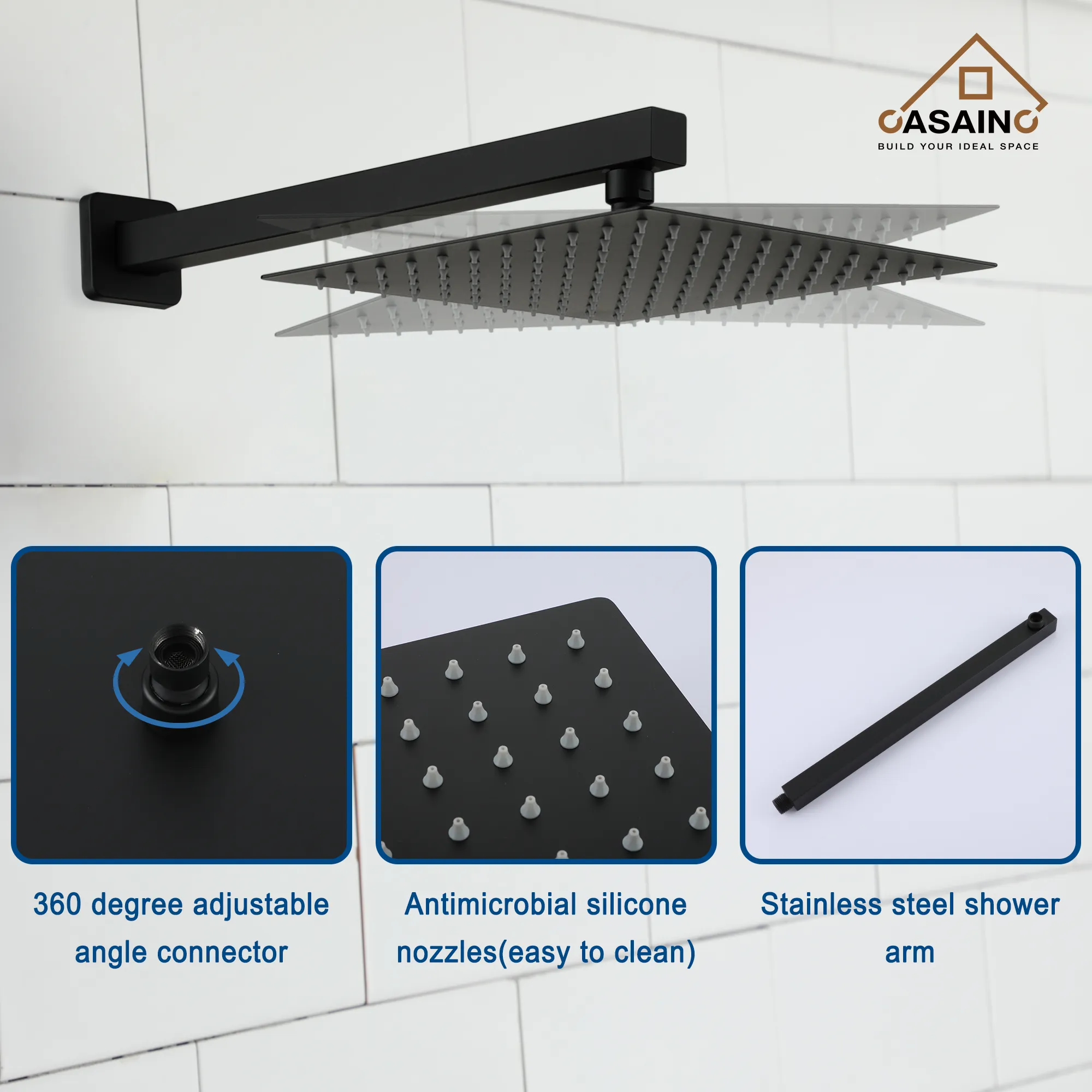 10 in. Wall Mount Rainfall Dual Shower Head System with Tub Shower Faucet