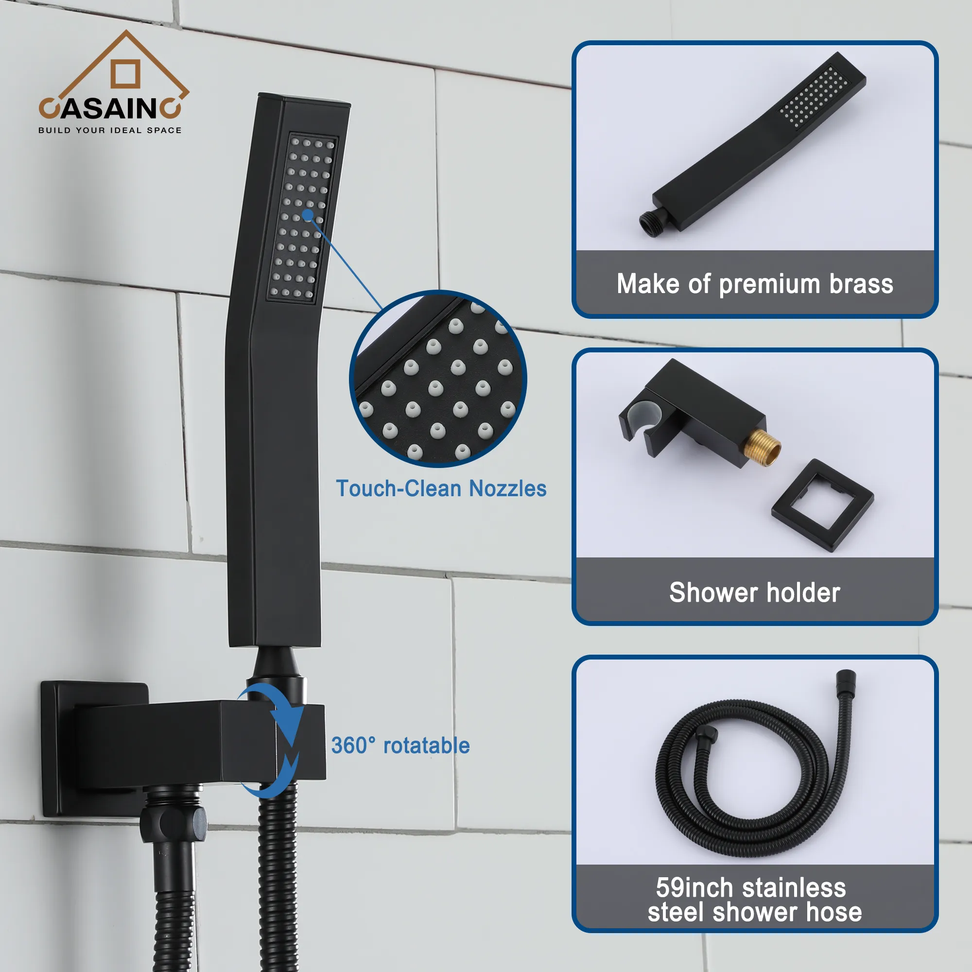 10 in. Wall Mount Rainfall Dual Shower Head System with Tub Shower Faucet