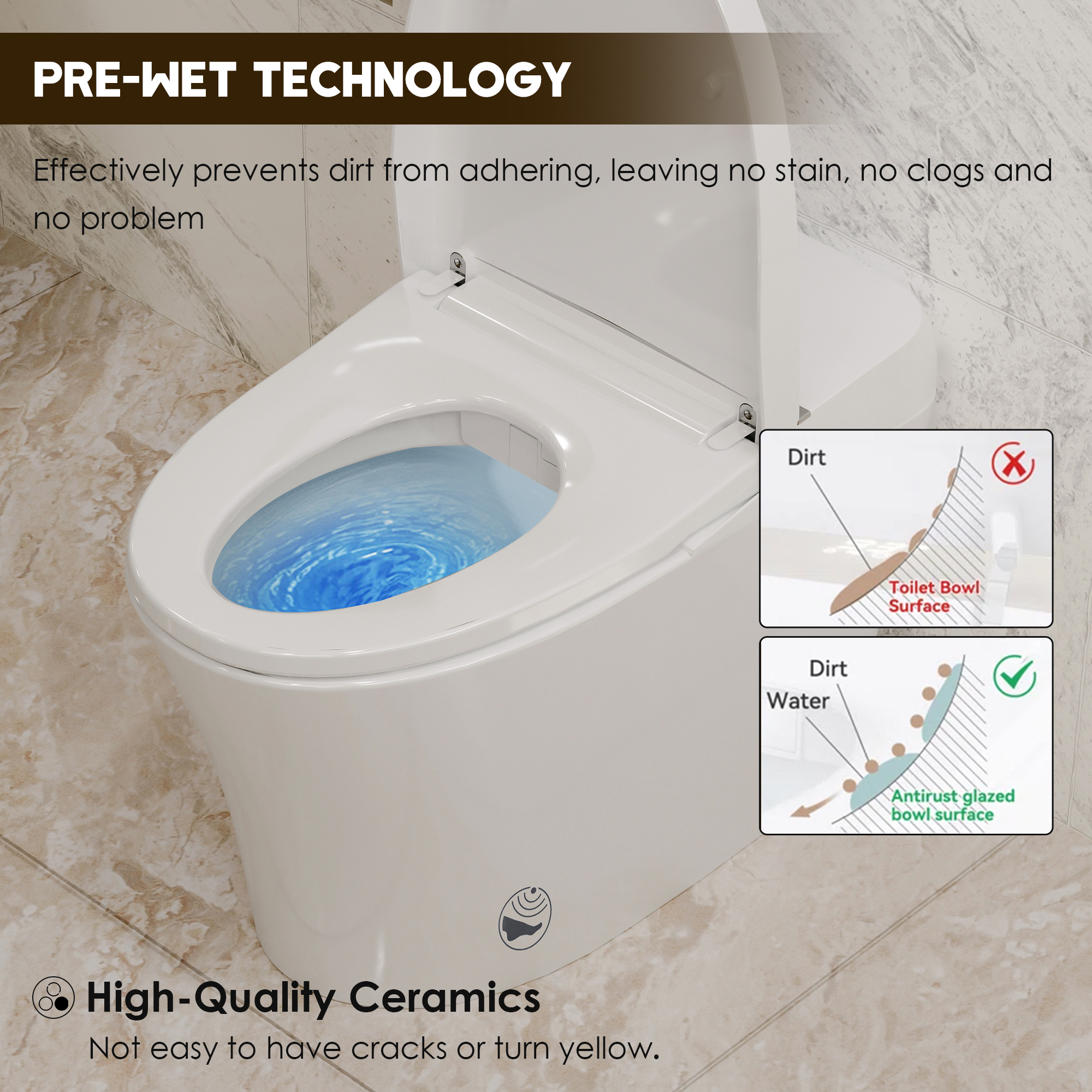Heated Seat Smart Toilet with Dual Flush 1/1.28 GPF and Adjustable Temperature