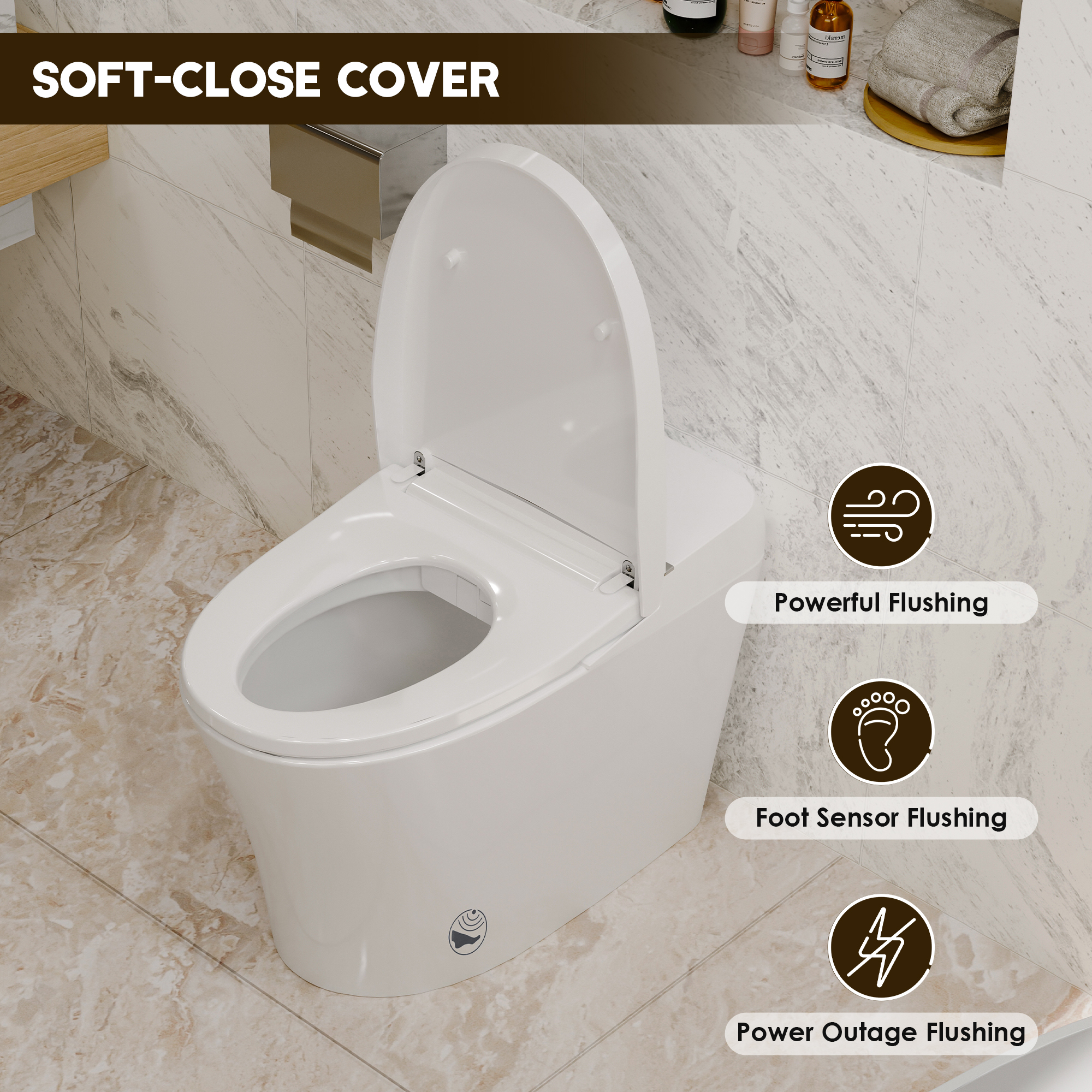 Heated Seat Smart Toilet with Dual Flush 1/1.28 GPF and Adjustable Temperature