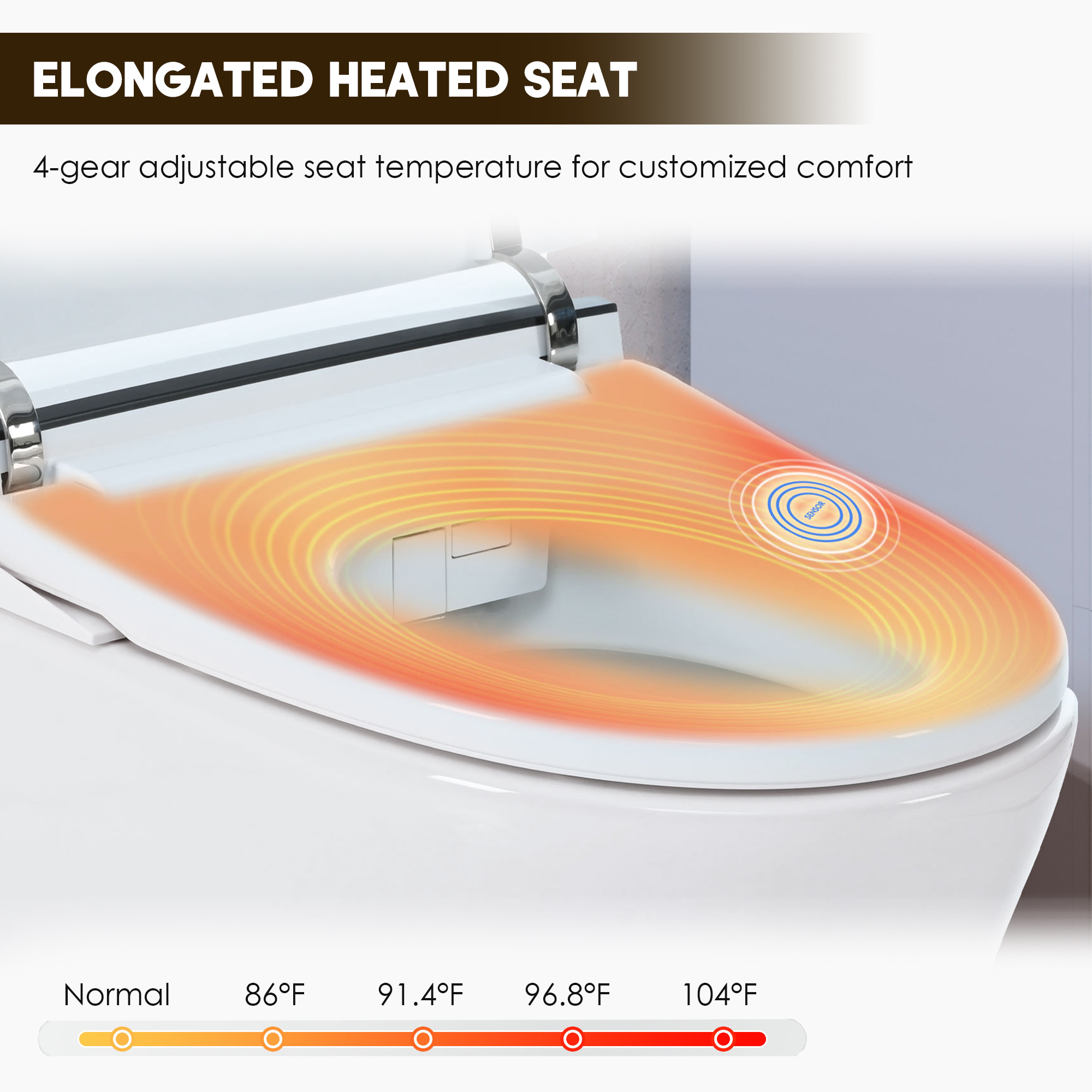 Heated Seat Smart Toilet with Dual Flush 1/1.28 GPF and Adjustable Temperature