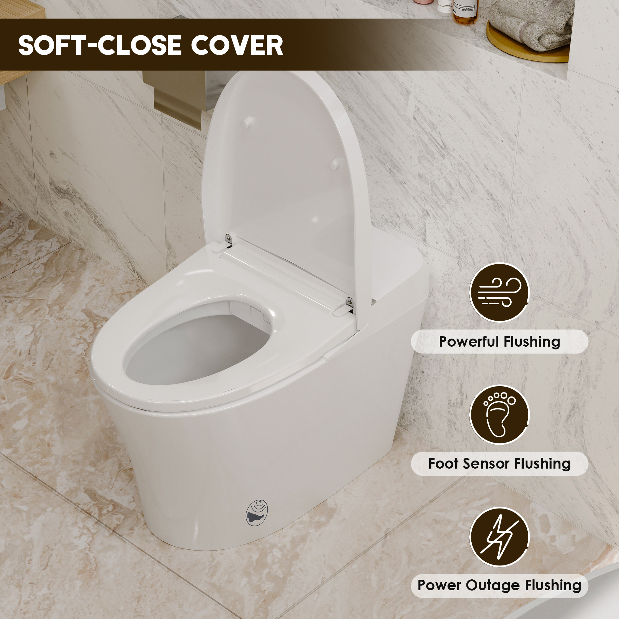 Compact Dual Flush Smart Toilet Bidet Combo with Self-Cleaning Nozzle