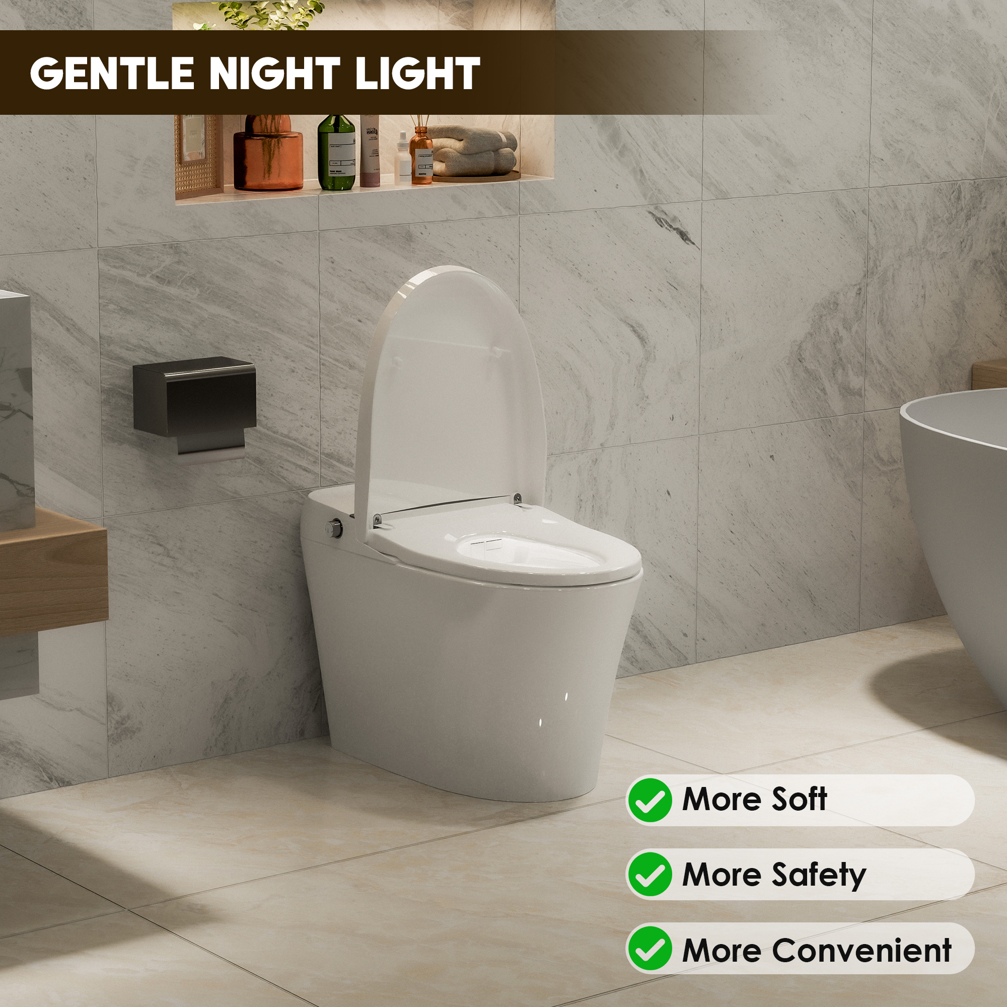 Compact Dual Flush Smart Toilet Bidet Combo with Self-Cleaning Nozzle