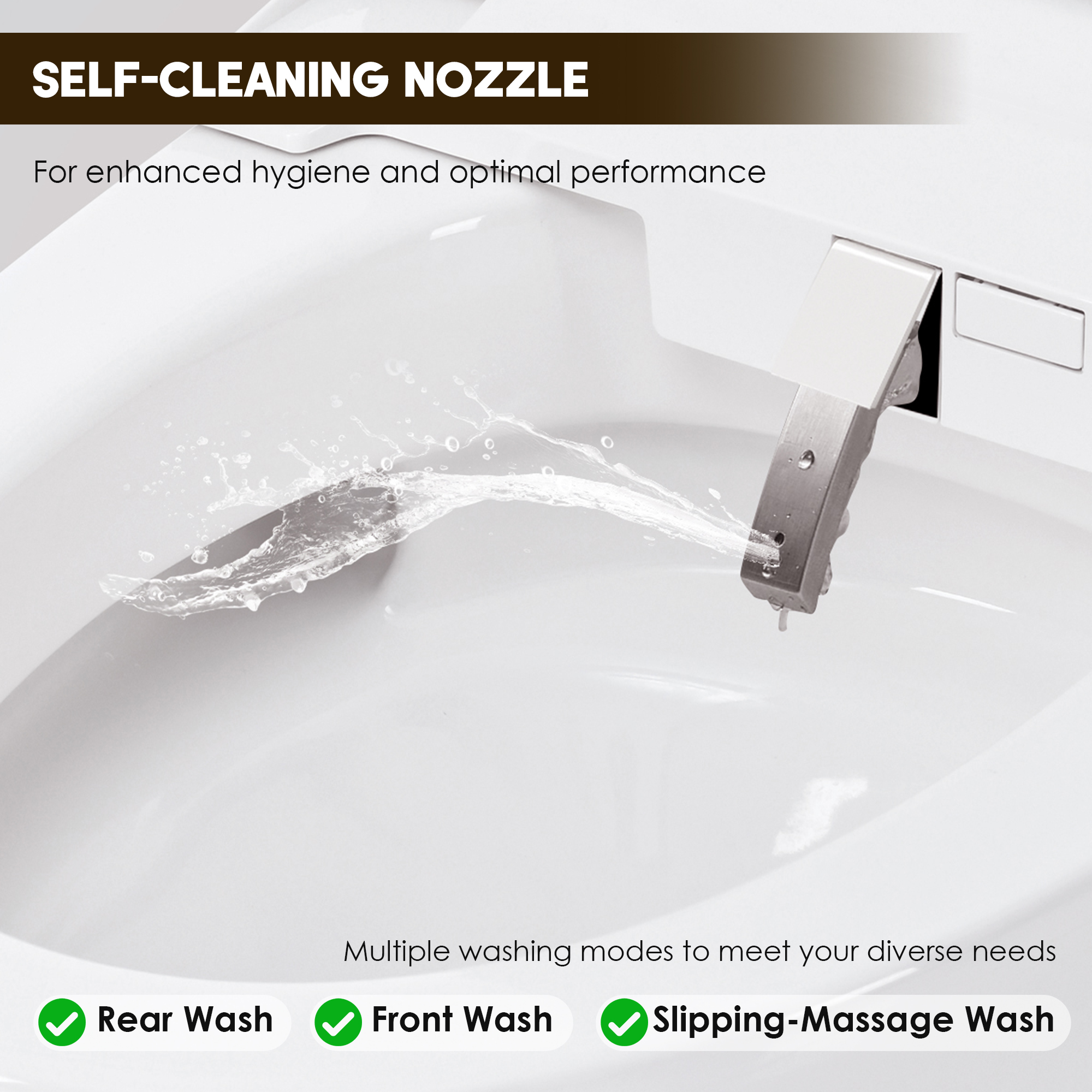 Compact Dual Flush Smart Toilet Bidet Combo with Self-Cleaning Nozzle