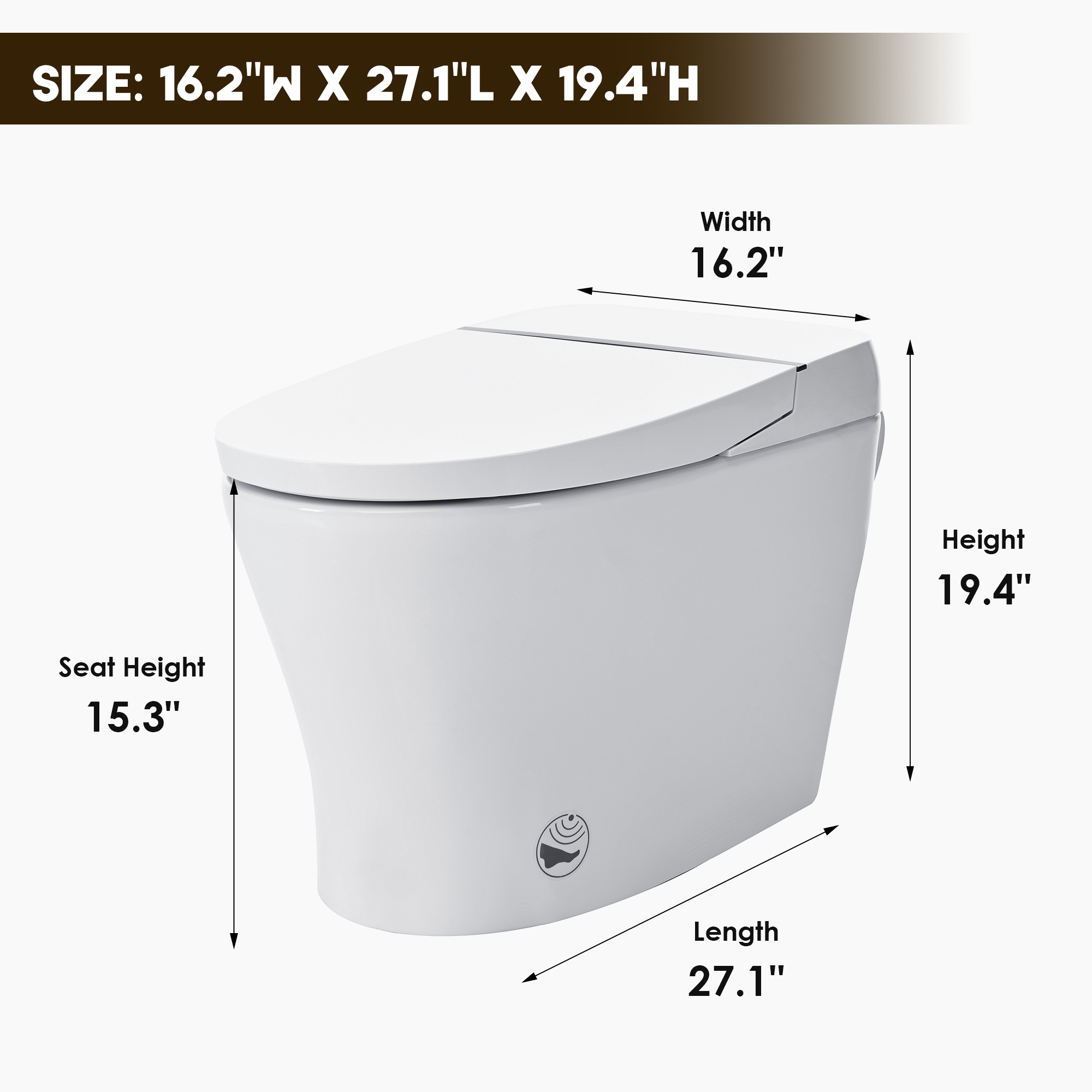 Compact Dual Flush Smart Toilet Bidet Combo with Self-Cleaning Nozzle