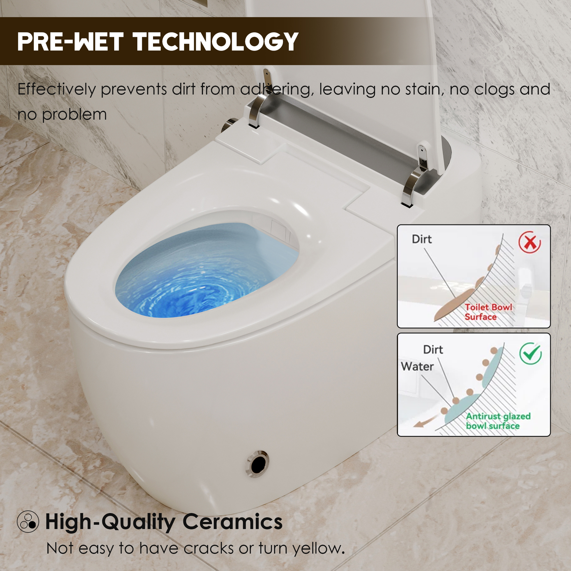 Tankless Smart Toilet with Heated Seat, Foot Sensor and Automatic Flush