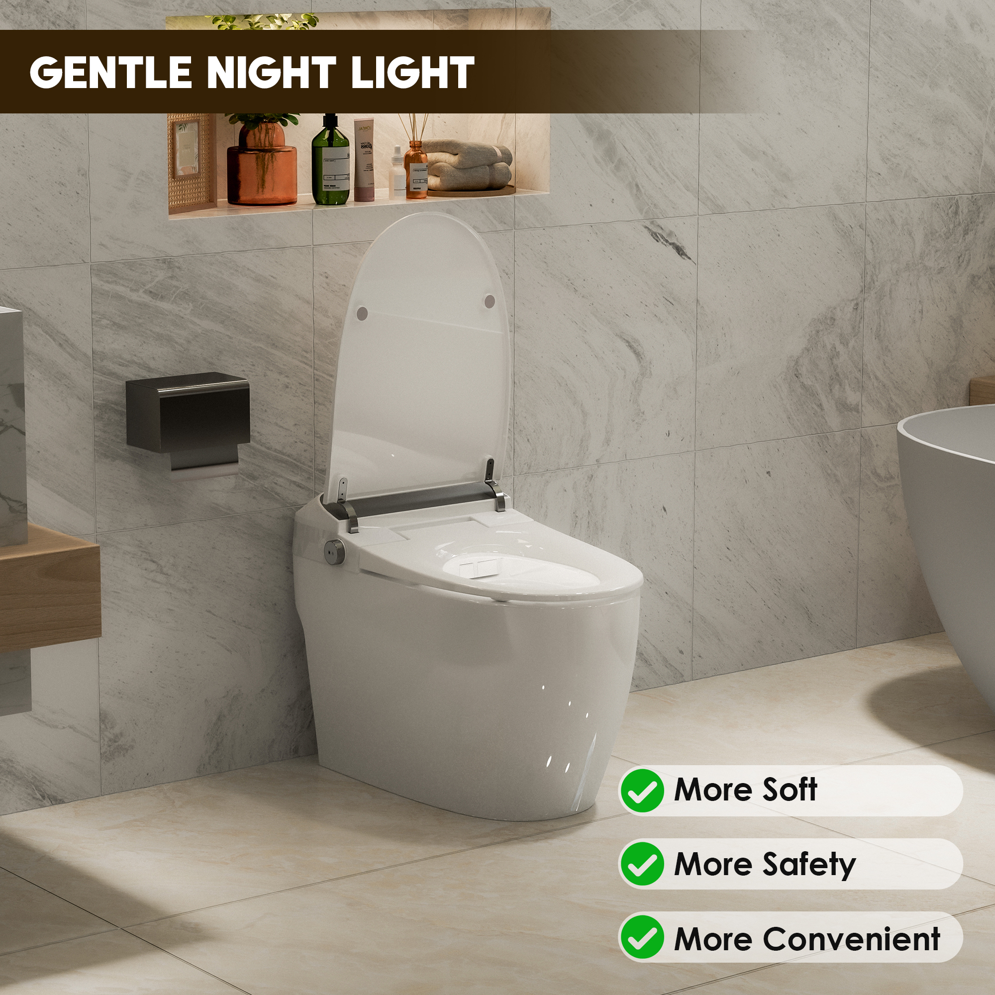 Tankless Smart Toilet with Heated Seat, Foot Sensor and Automatic Flush