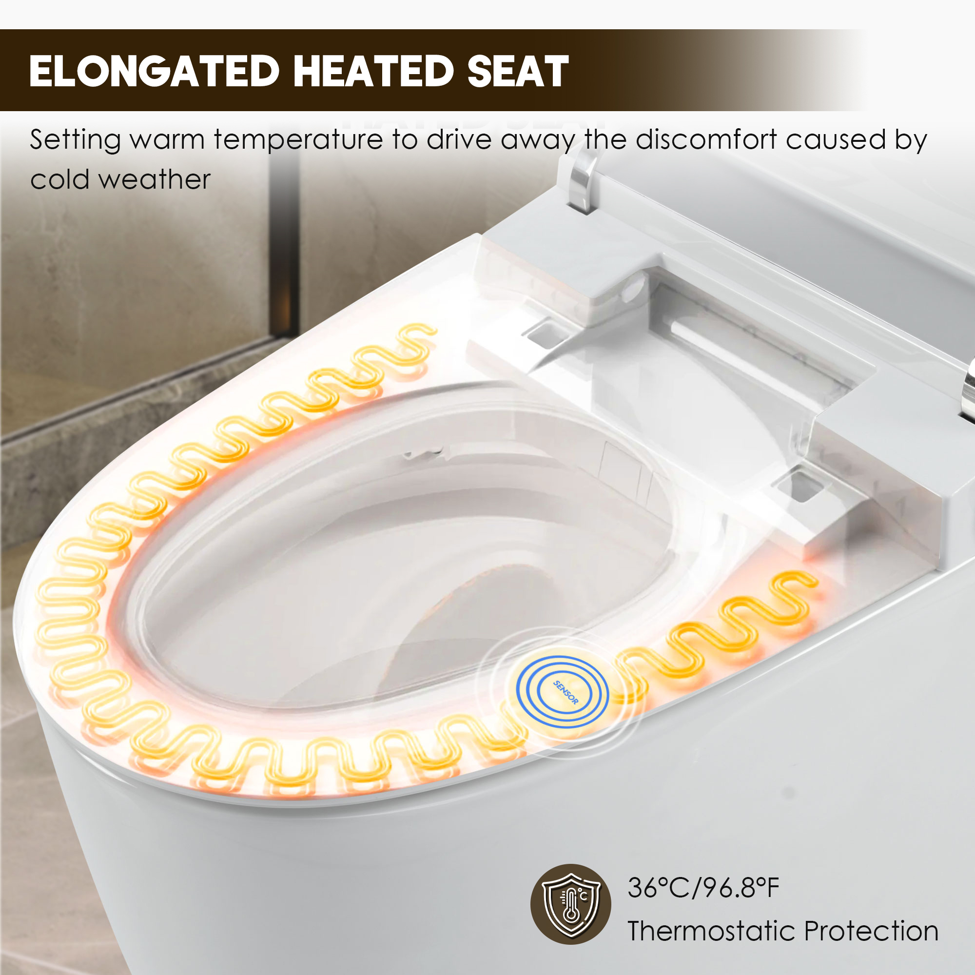 Tankless Smart Toilet with Heated Seat, Foot Sensor and Automatic Flush