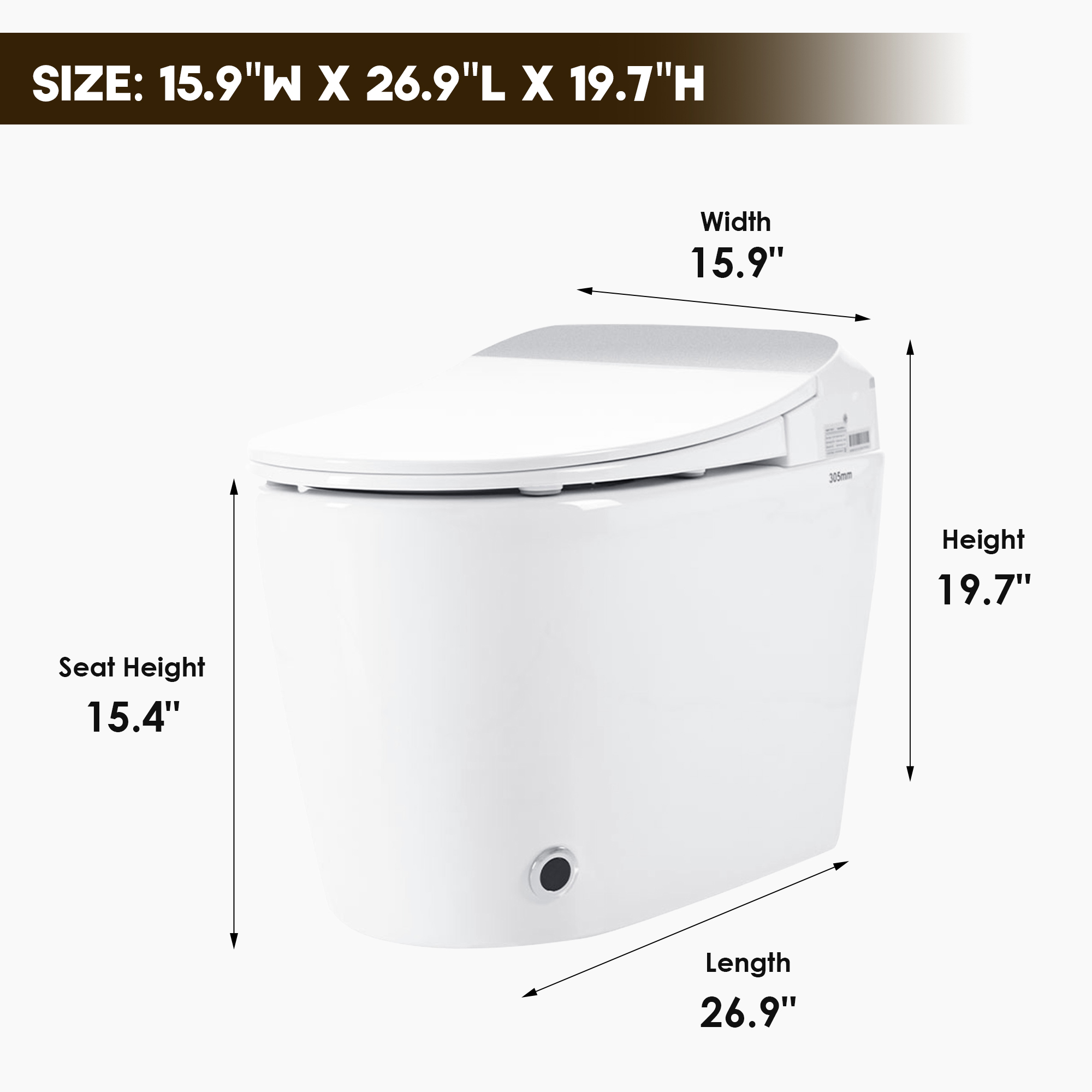 Tankless Smart Toilet with Heated Seat, Foot Sensor and Automatic Flush