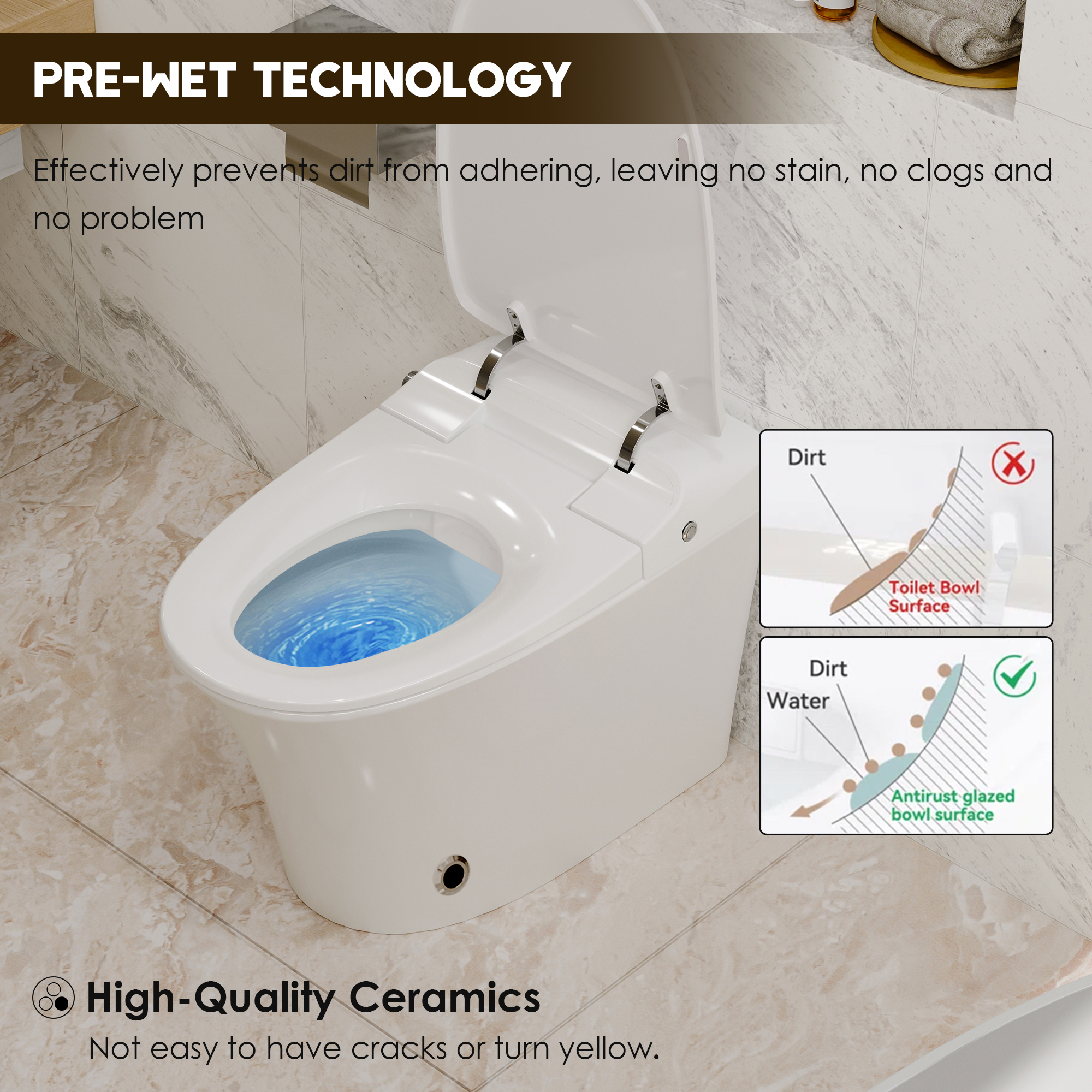 Elongated Smart Bidet Toilet with Heated Seat, Dryer and Warm Water