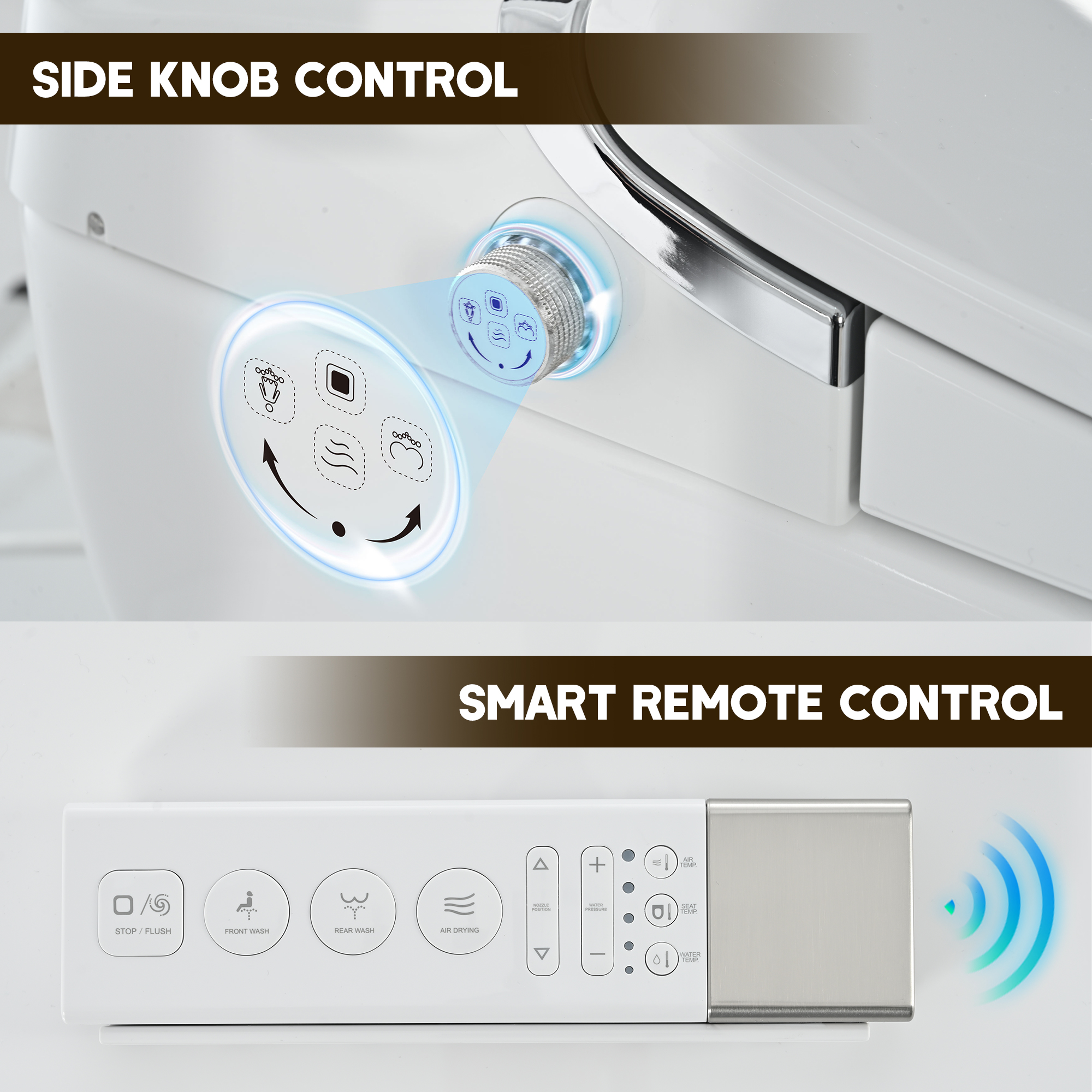 Elongated Smart Bidet Toilet with Heated Seat, Dryer and Warm Water