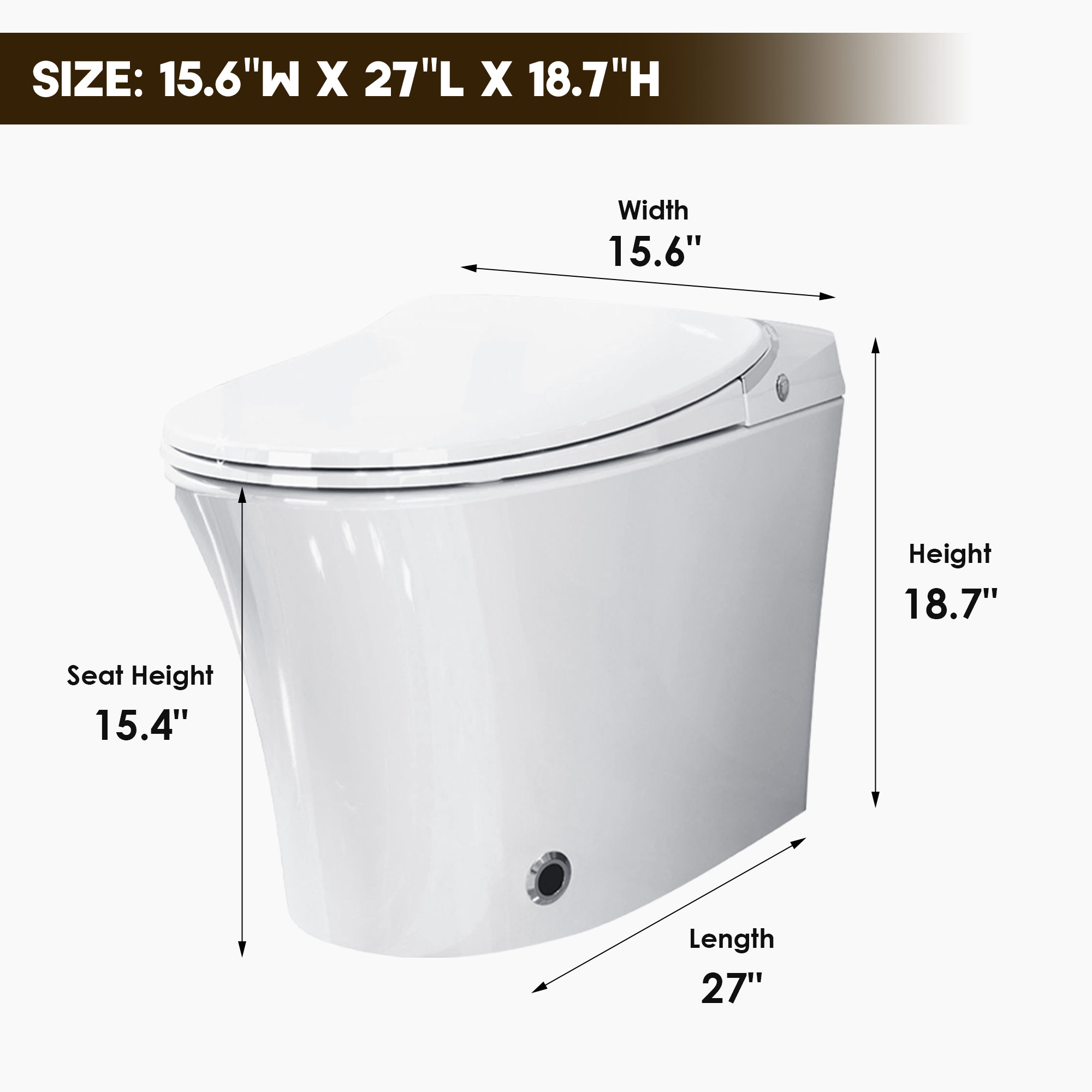 Elongated Smart Bidet Toilet with Heated Seat, Dryer and Warm Water