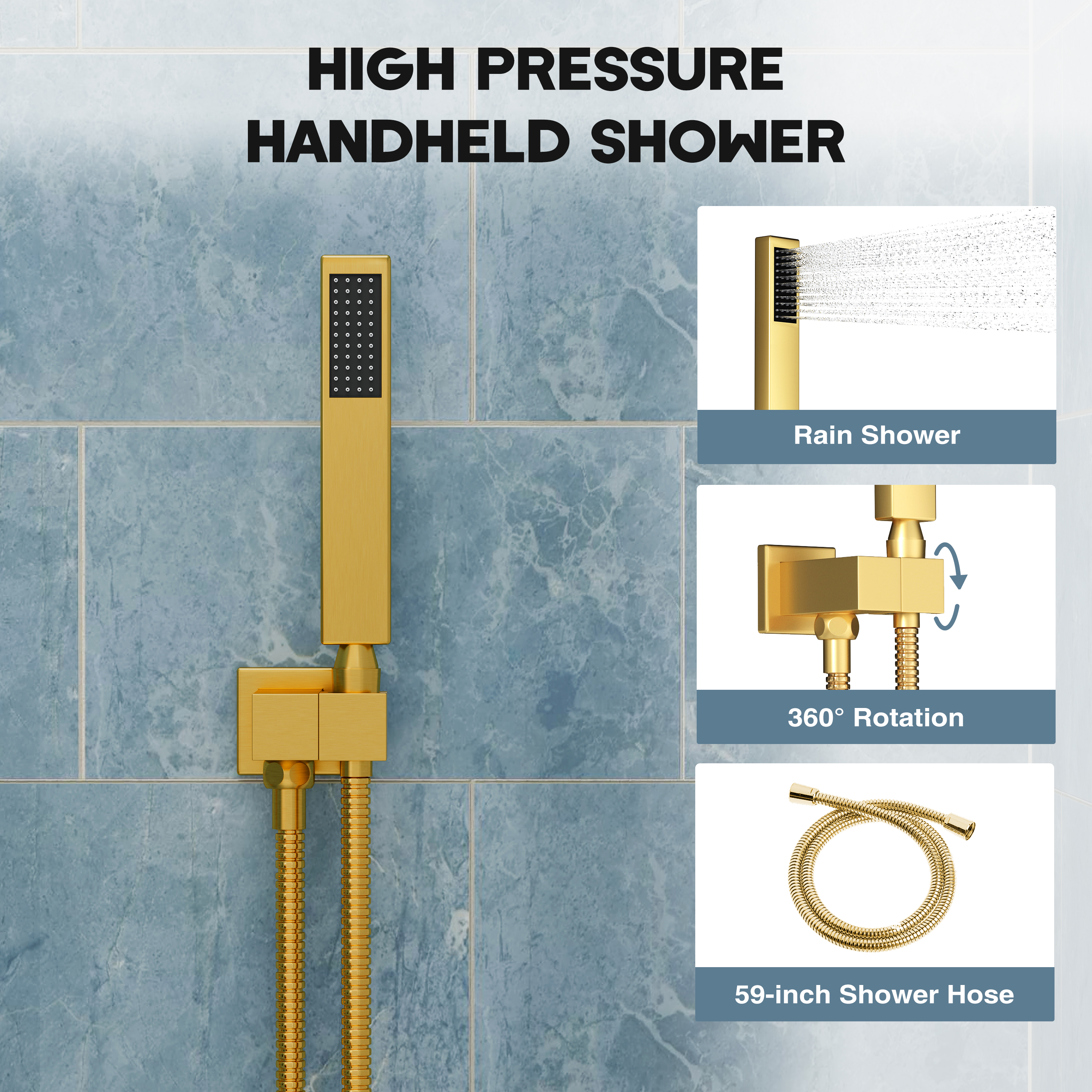 12-inch 3-Function Ceiling Mounted Thermostatic Shower System with Dual Shower Heads