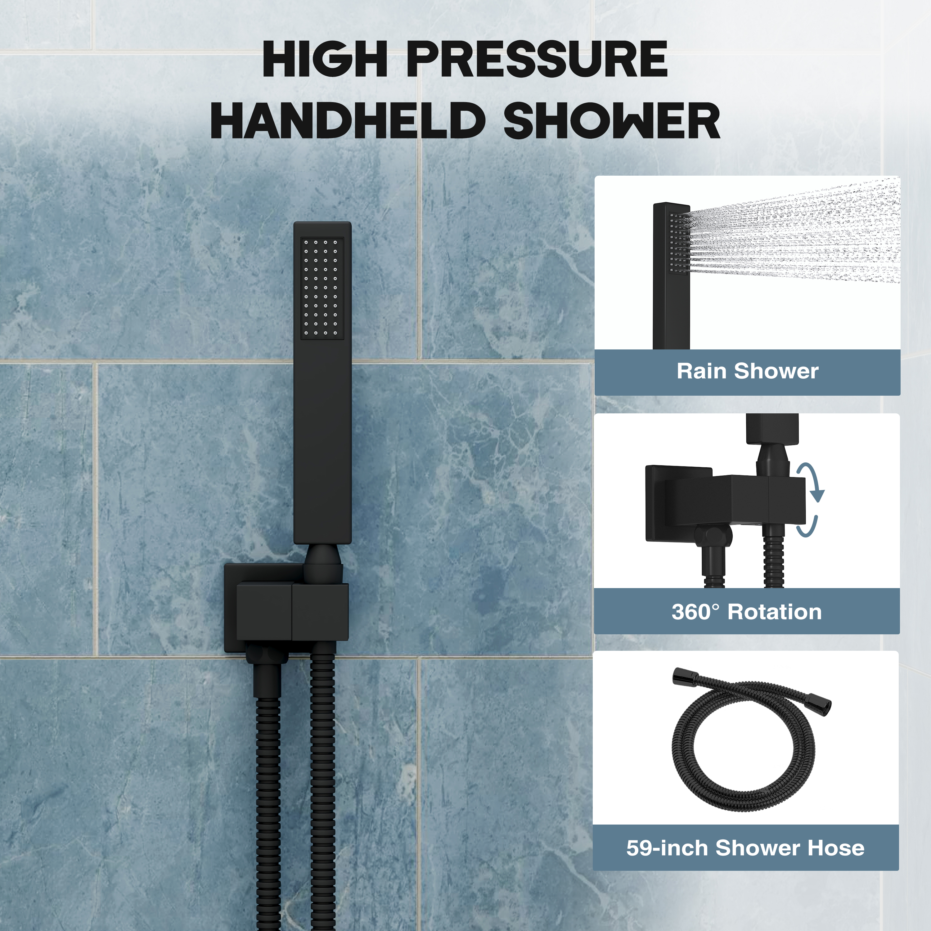 12-inch 3-Function Ceiling Mounted Thermostatic Shower System with Dual Shower Heads